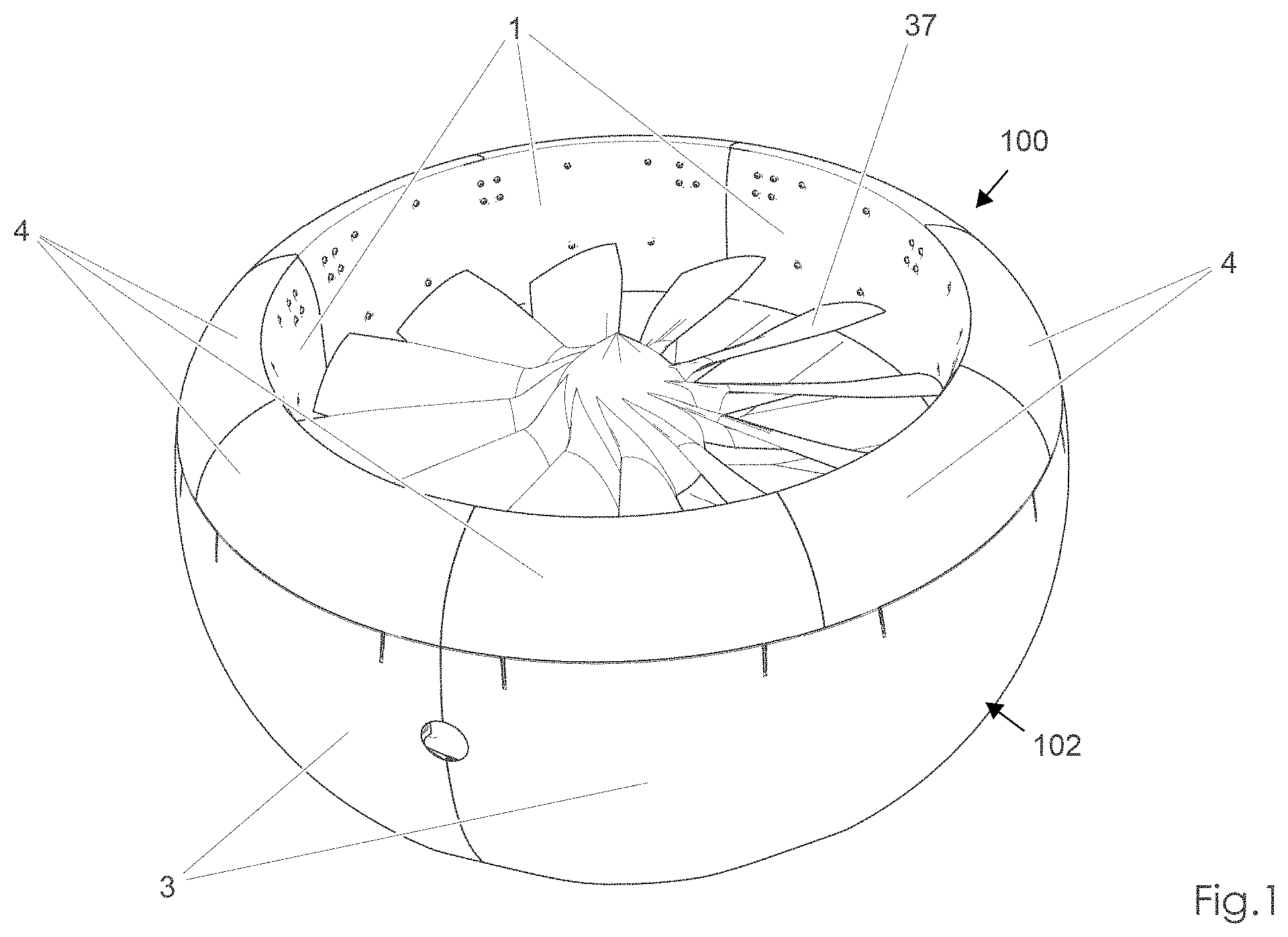 Patent US11780560 Figure 1 – Adaptive ducted fan propulsion system