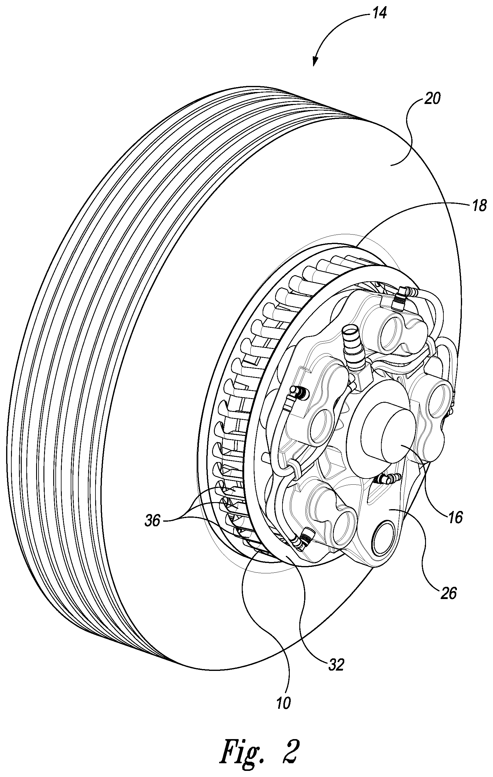 Patent US11780568 Figure 2 – Airplane wheel prerotation/landing brake cooling device