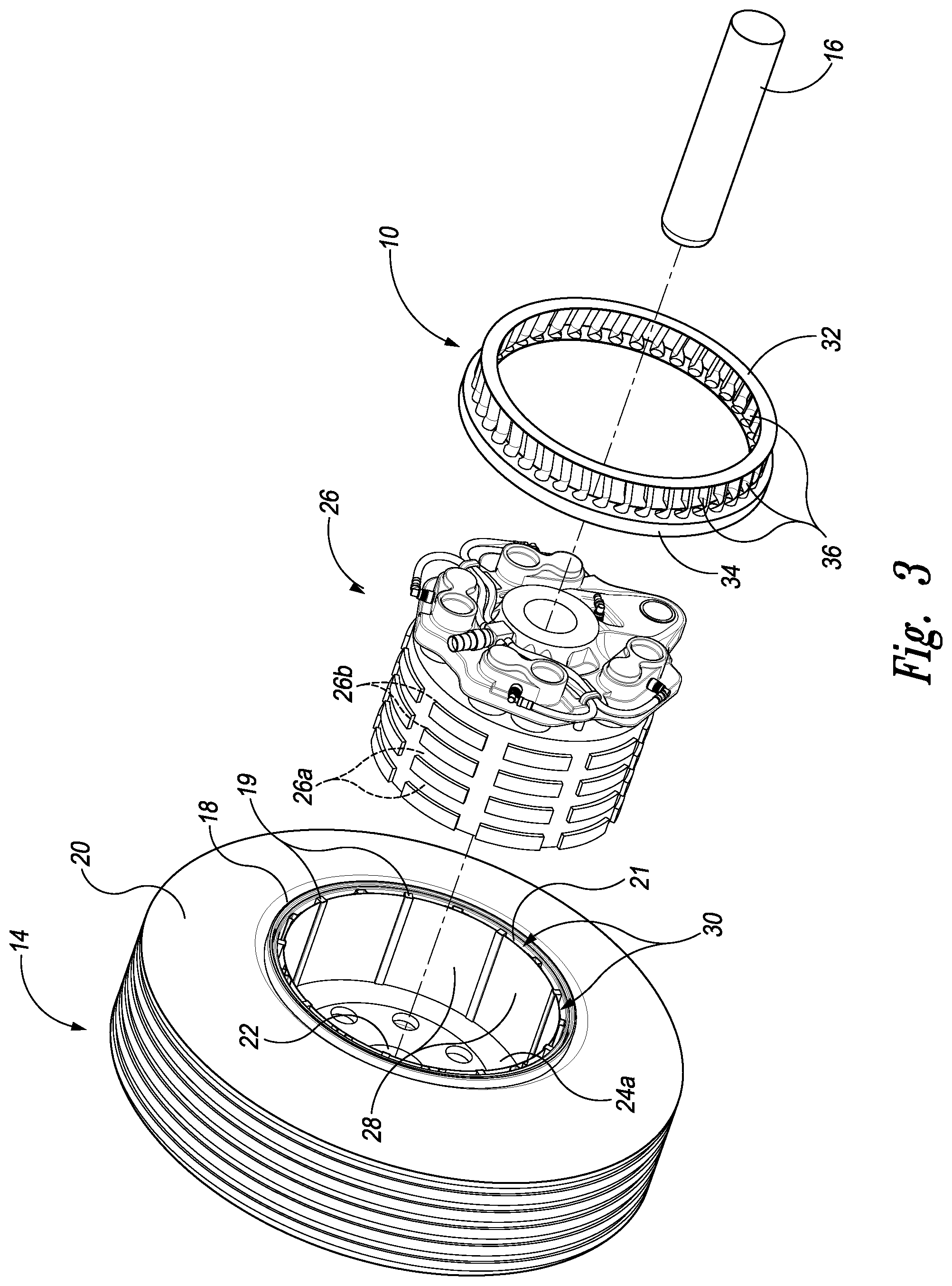Patent US11780568 Figure 3 – Airplane wheel prerotation/landing brake cooling device