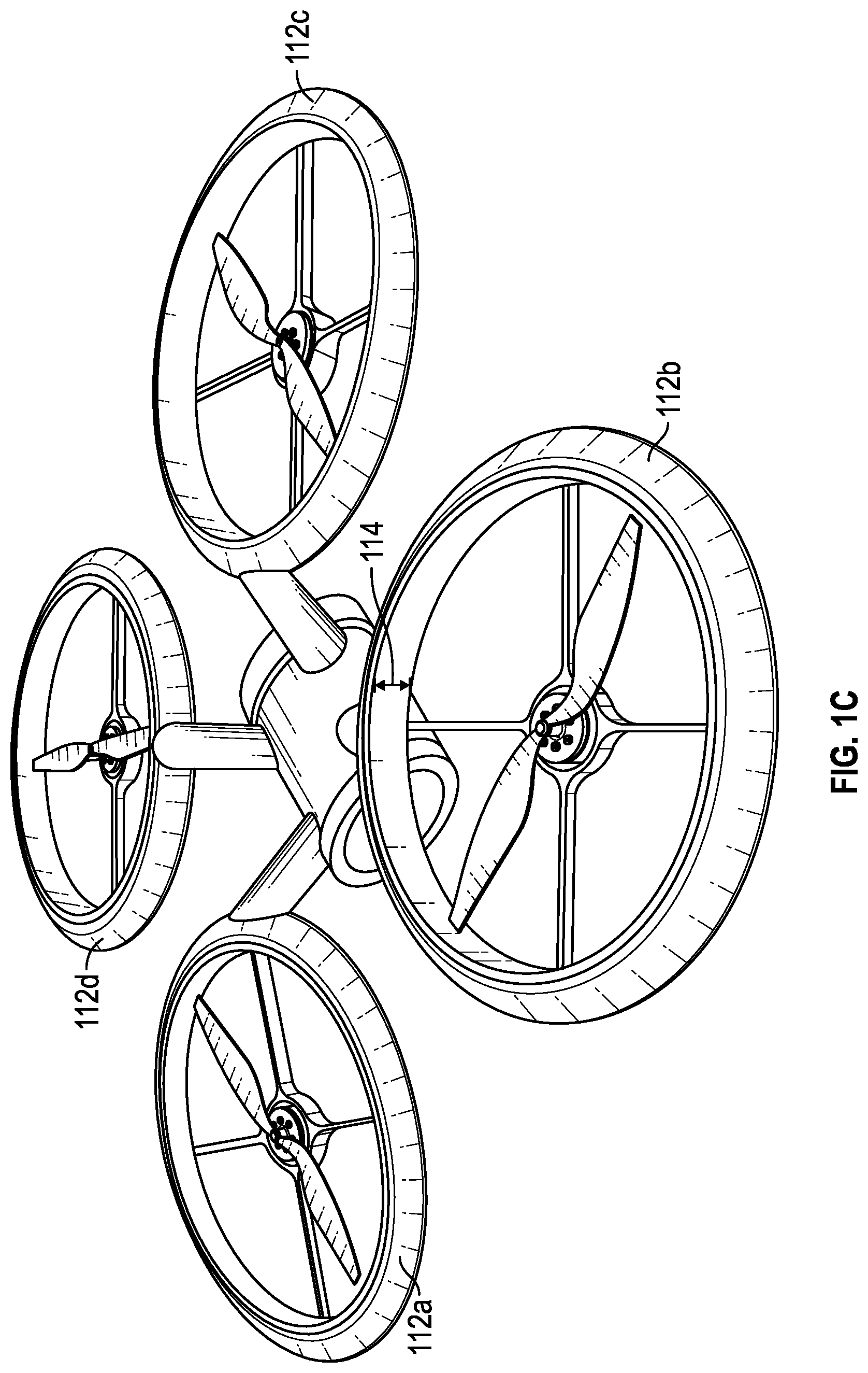 Patent US11780570 Figure 3 – Unmanned aerial vehicle with object detection propeller stoppage