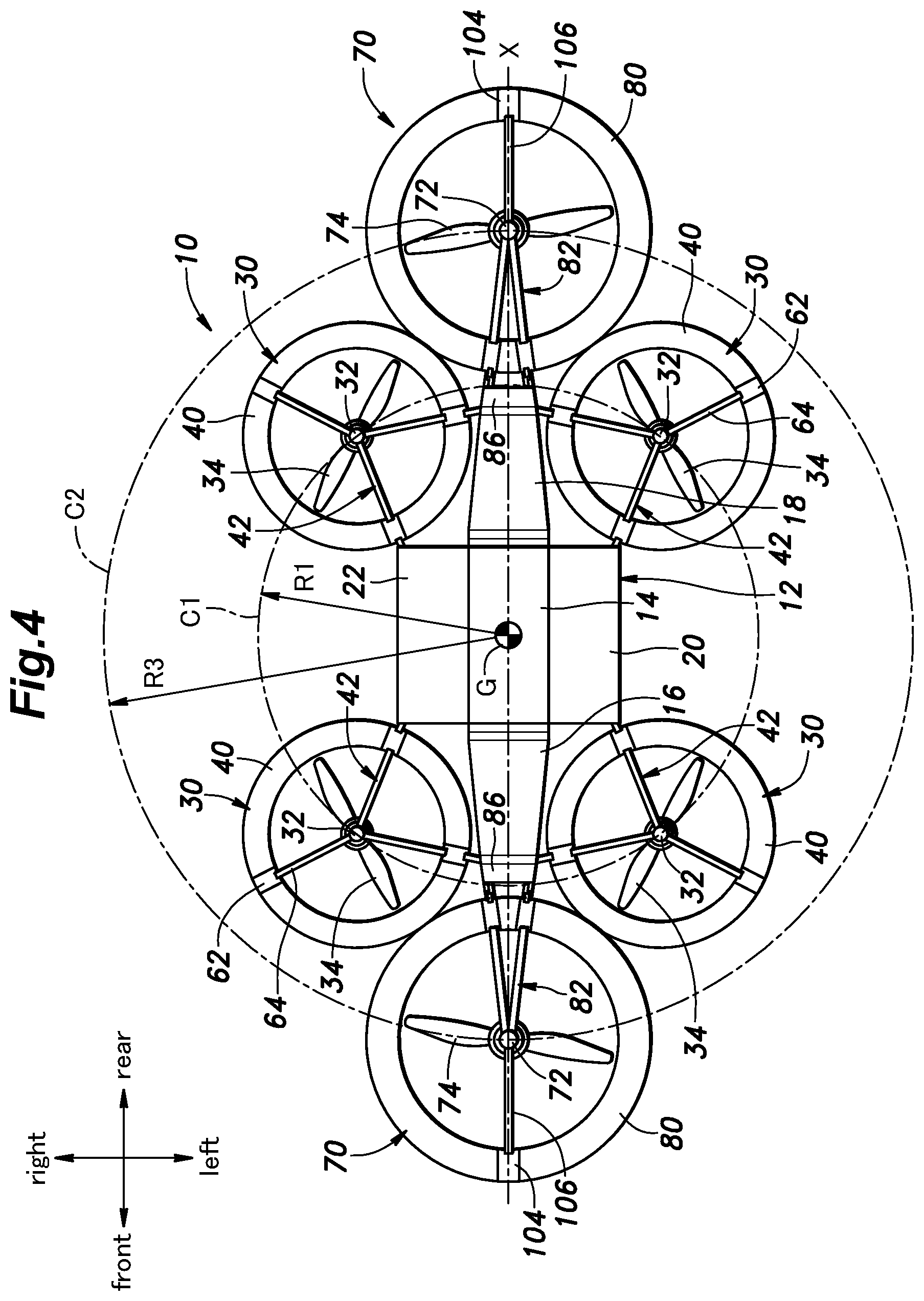 Patent US11780571 Figure 4 – Multicopter