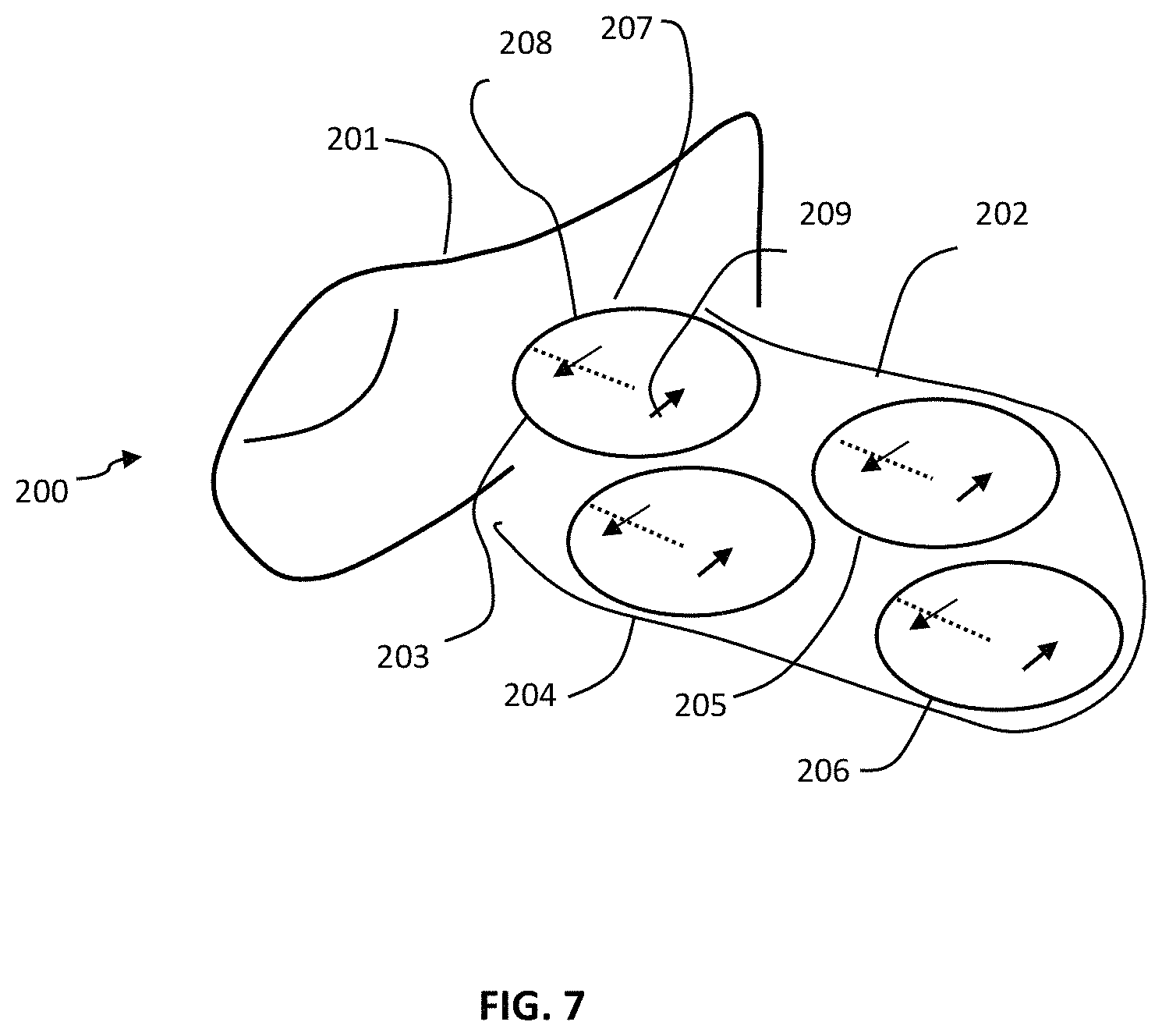 Patent US11780572 Figure 17 – VTOL aircraft using fixed forward canted rotors to simulate rigid wing dynamics