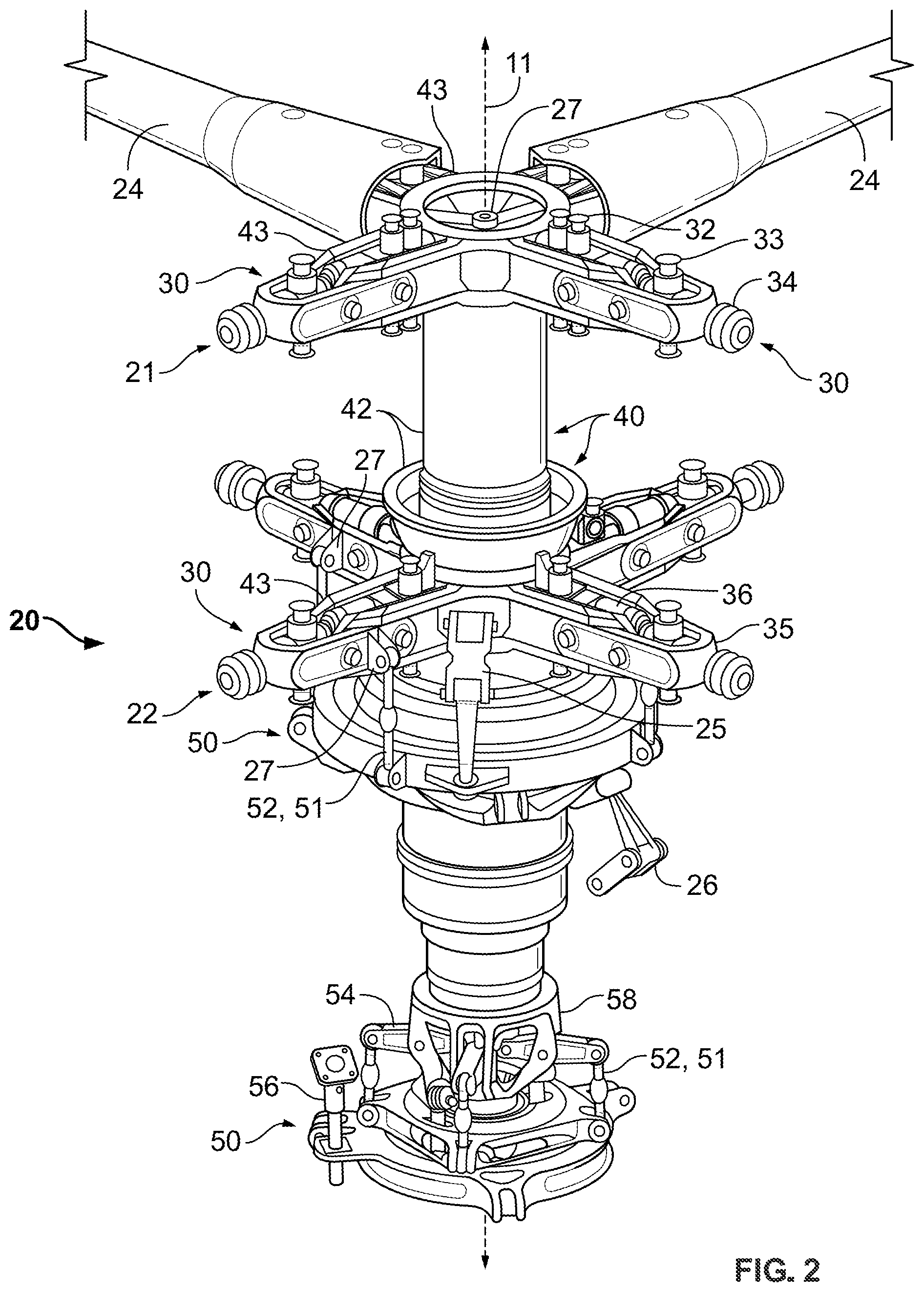 Patent US11780574 Figure 3 – Swashplate assembly for a rotor system