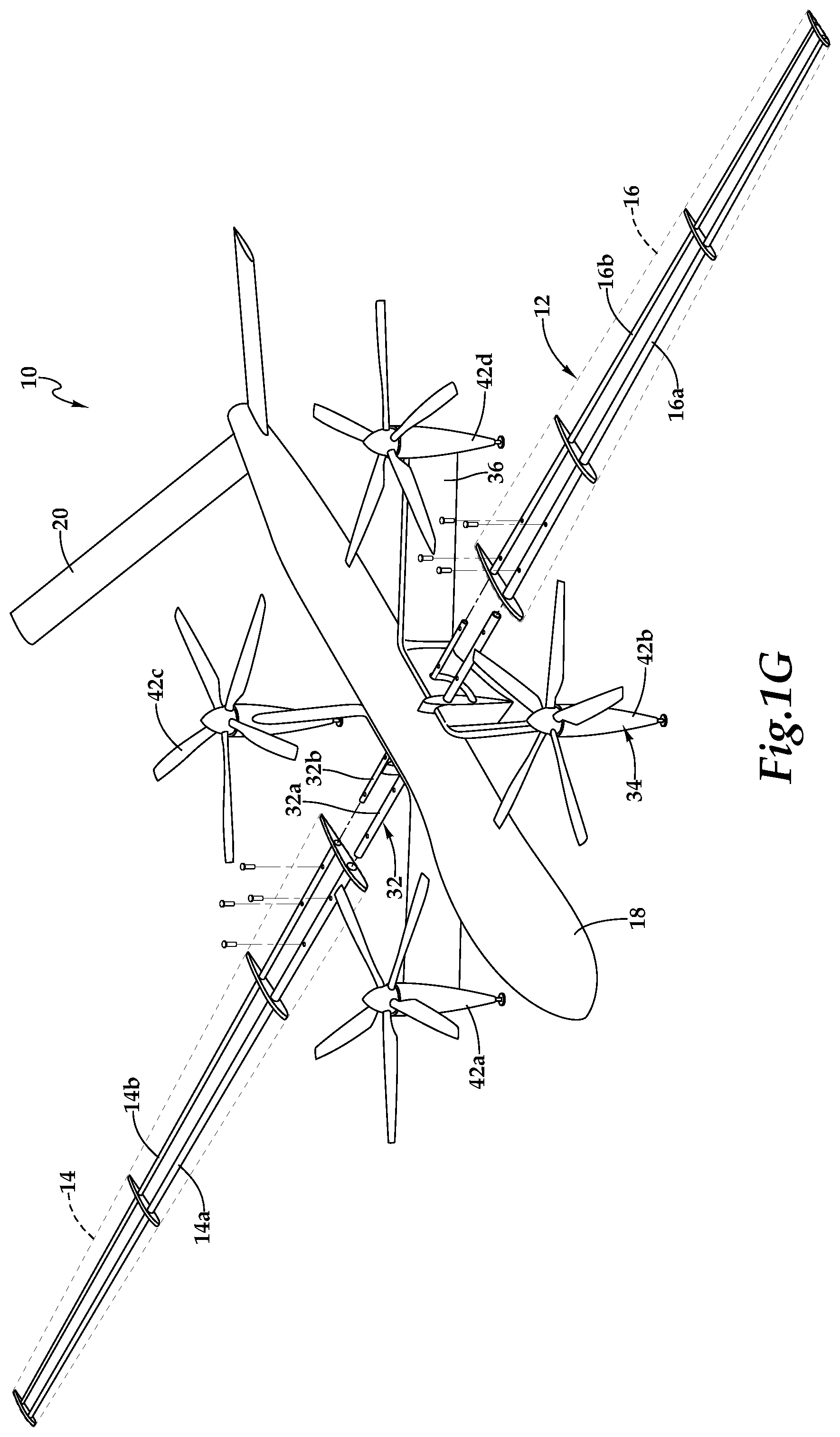 Patent US11780576 Figure 4 – Long-endurance aircraft having tiltable propulsion