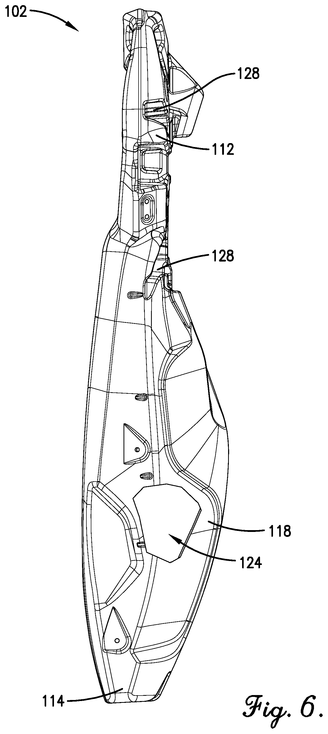 Patent US11780577 Figure 6 – Unibody paramotor assembly
