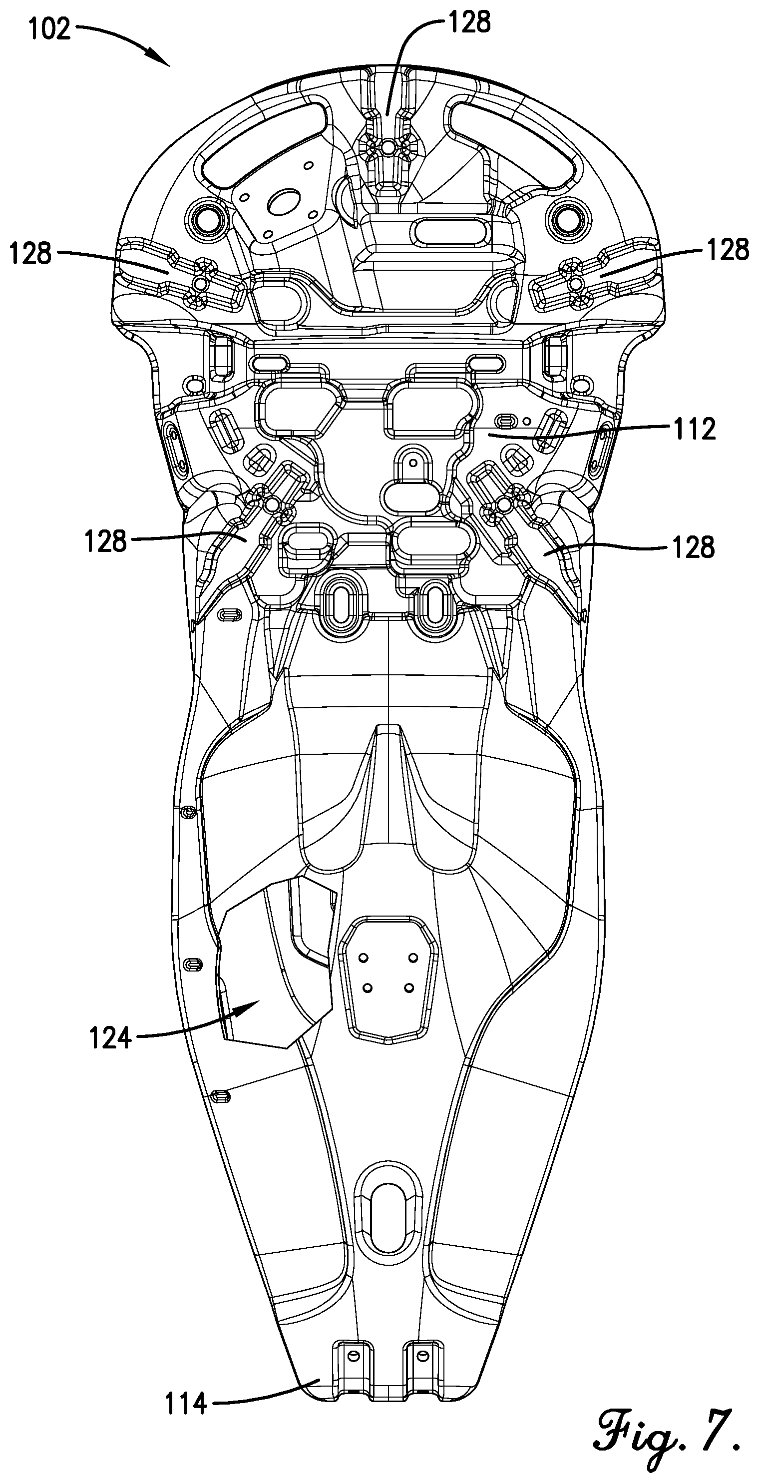 Patent US11780577 Figure 7 – Unibody paramotor assembly