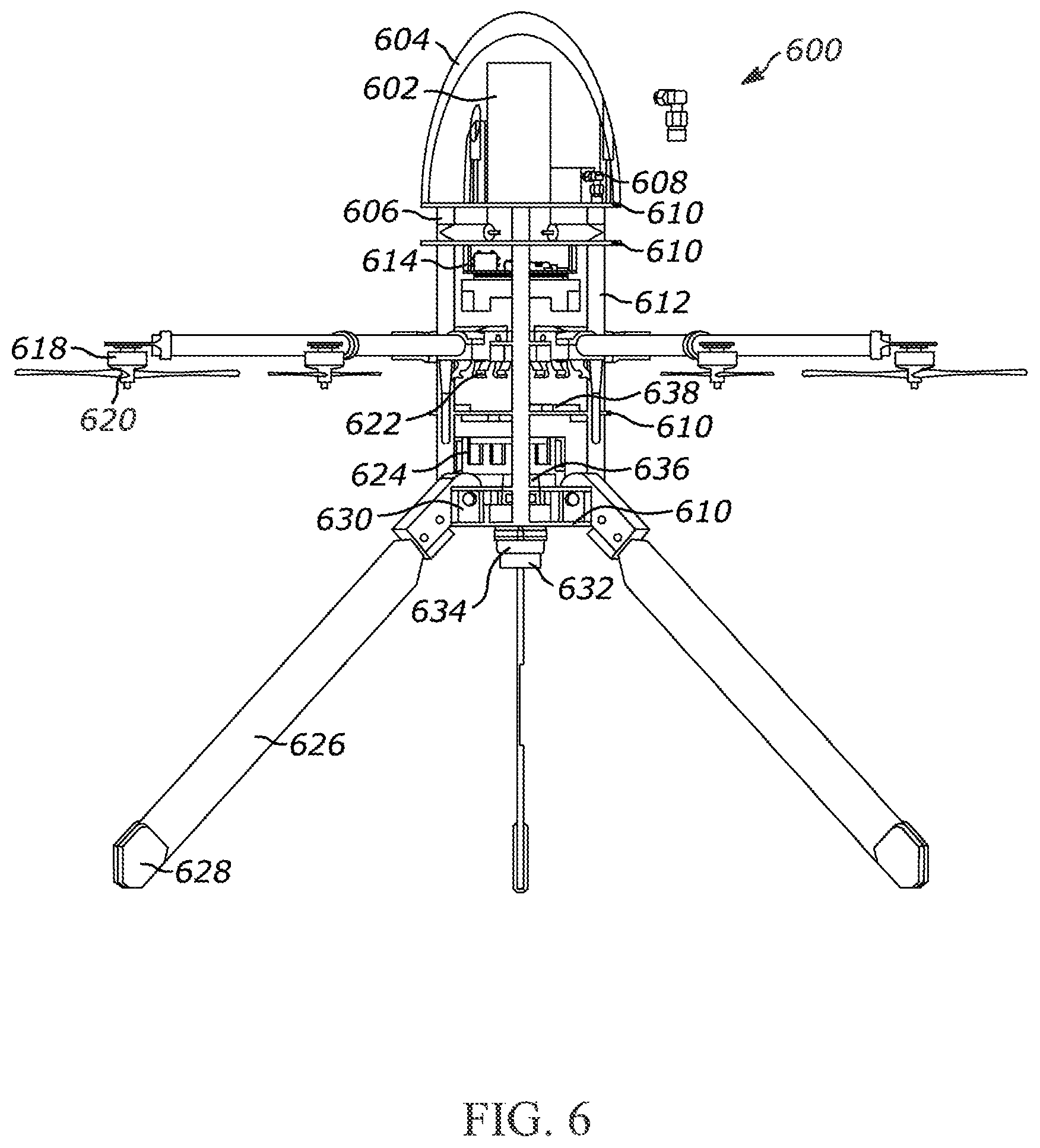 Patent US11780580 Figure 7 – Passive and active stability systems for ballistically launched multirotors