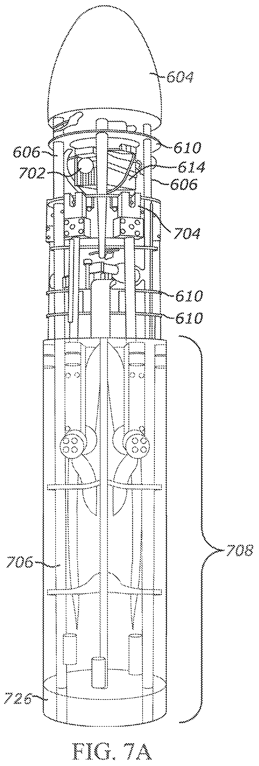 Patent US11780580 Figure 8 – Passive and active stability systems for ballistically launched multirotors