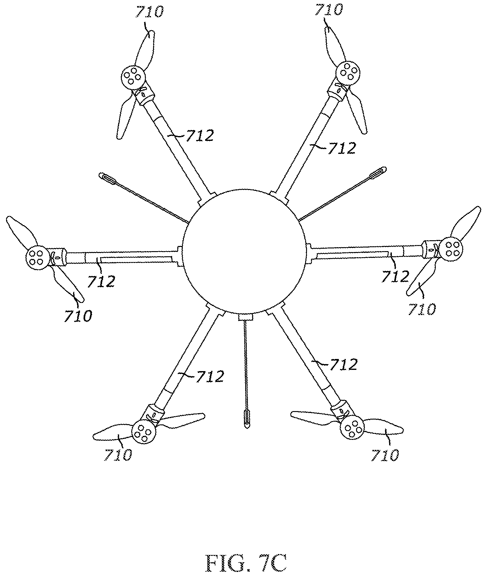 Patent US11780580 Figure 10 – Passive and active stability systems for ballistically launched multirotors