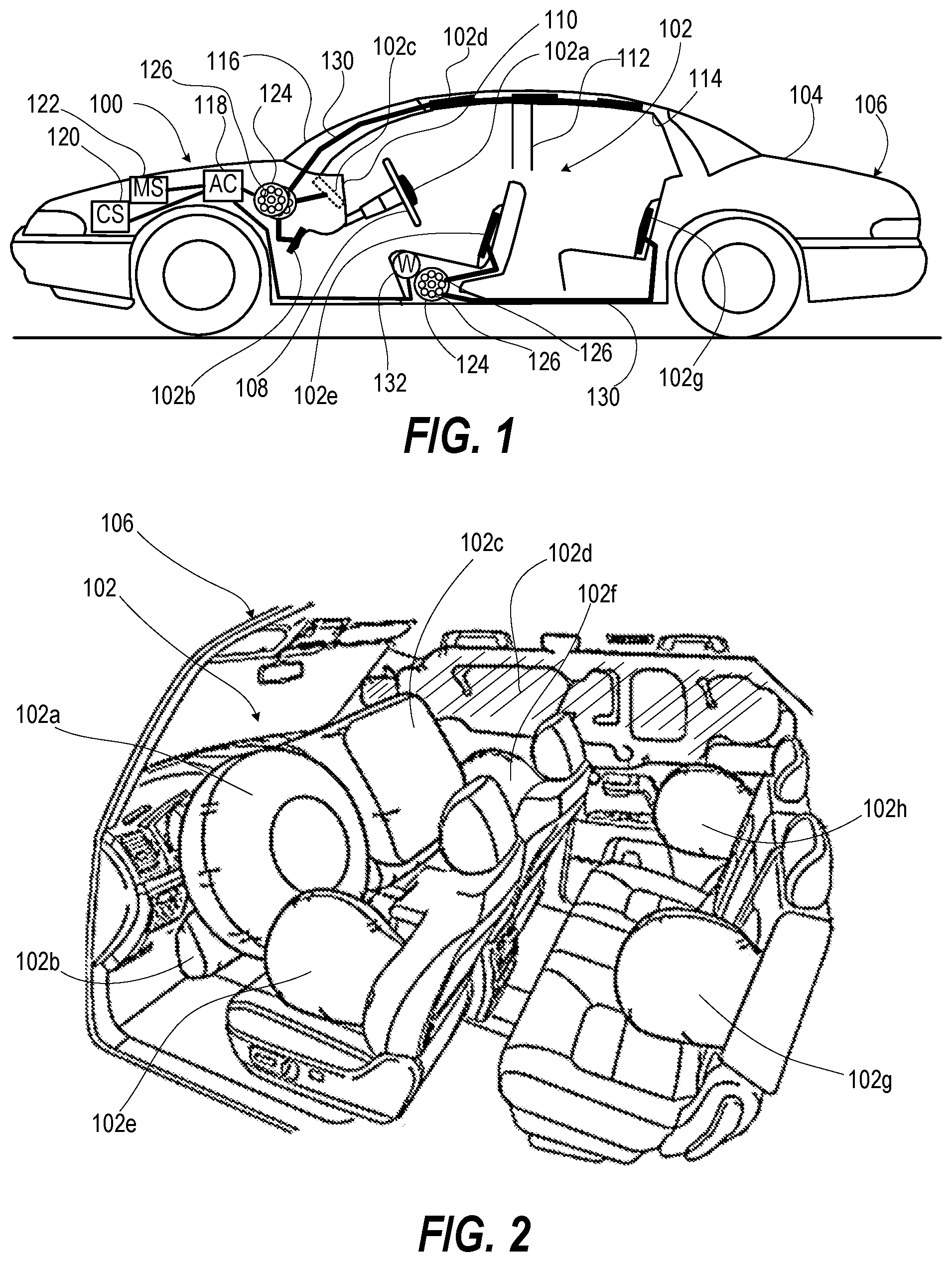 Patent US11780586 Figure 1 – Adaptive force vehicle airbag system