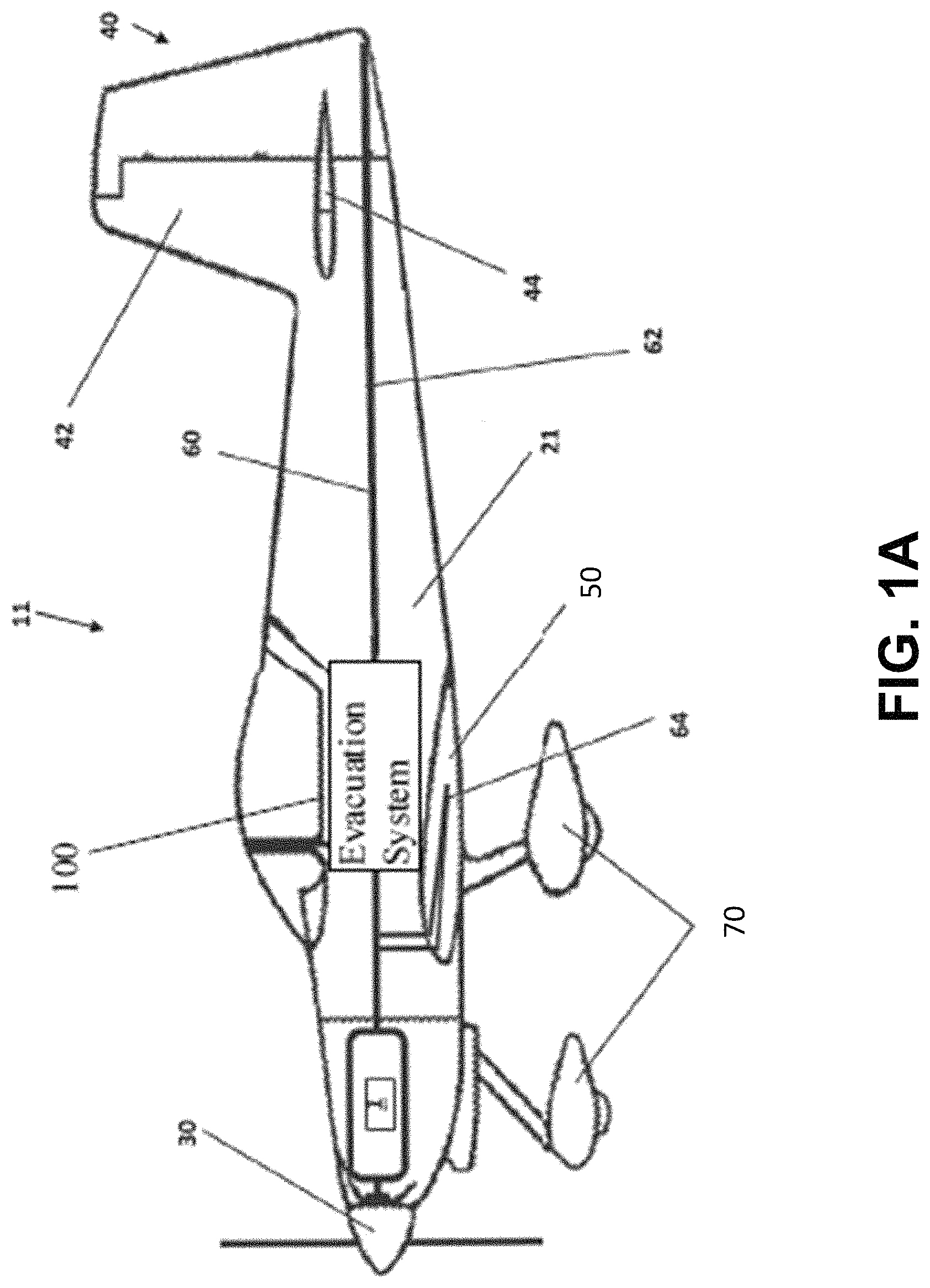 Patent US11780596 Figure 1 – Aircraft evacuation system with hydrogen inflation
