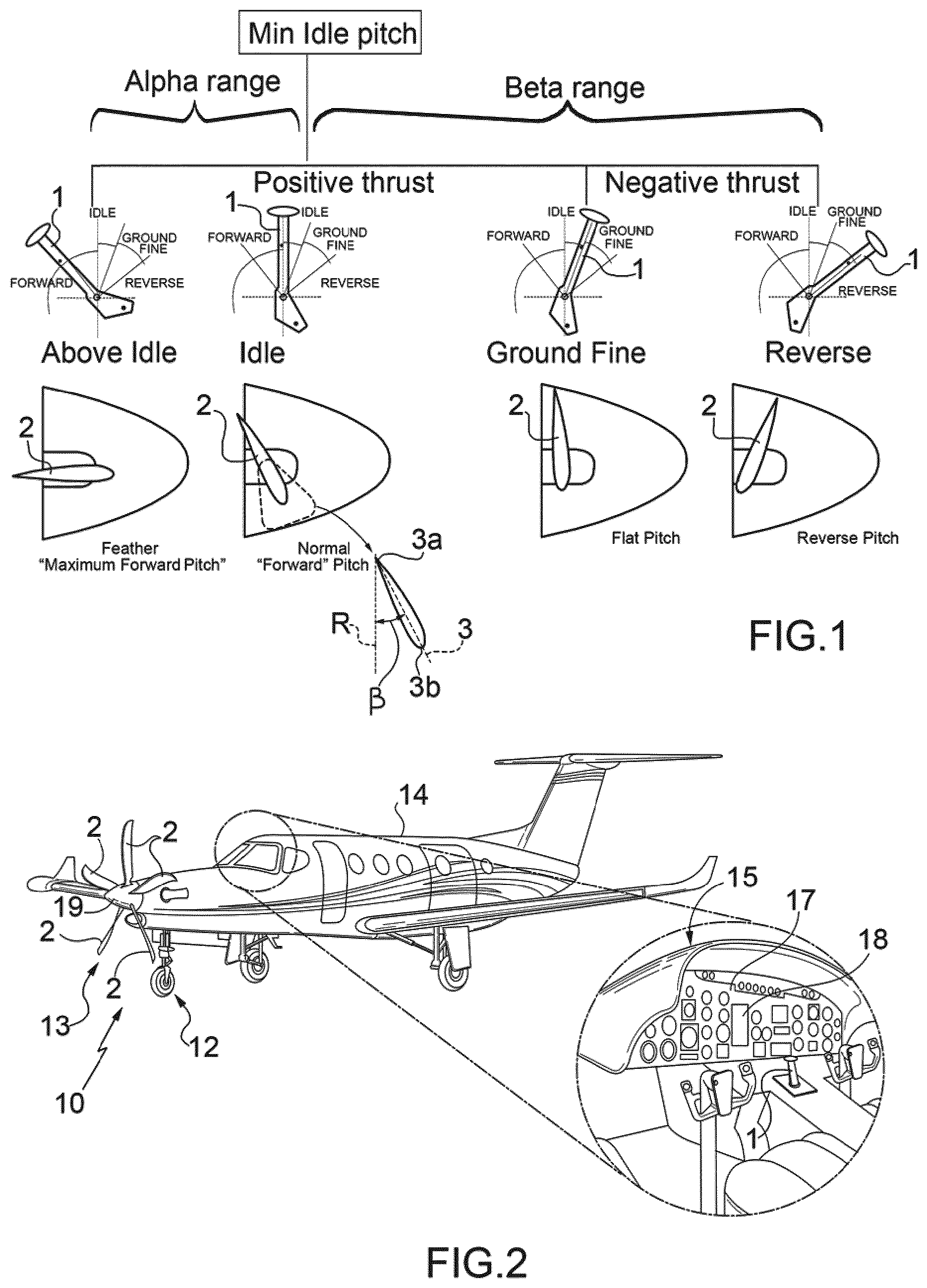 Patent US11780600 Figure 1 – System and method for combined propeller speed and propeller pitch control for a turbopropeller engine