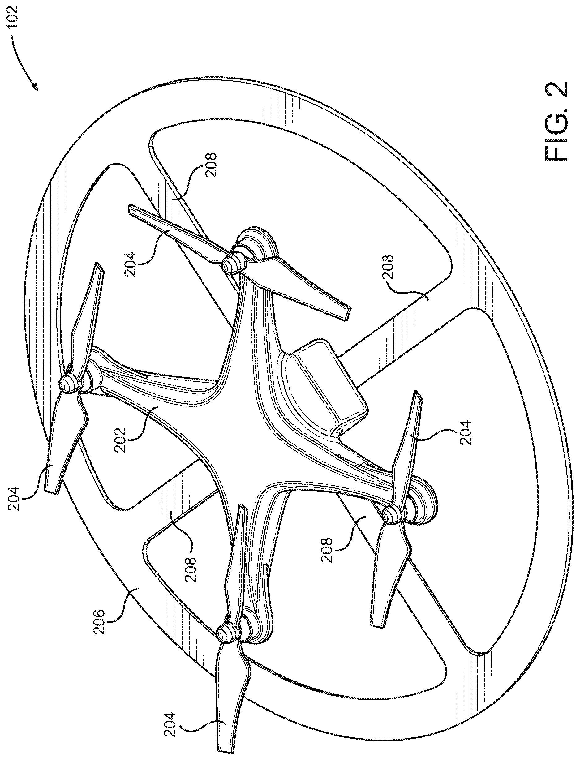 Patent US11780606 Figure 2 – Landing platform including positioning arms for engaging an unmanned aerial vehicle