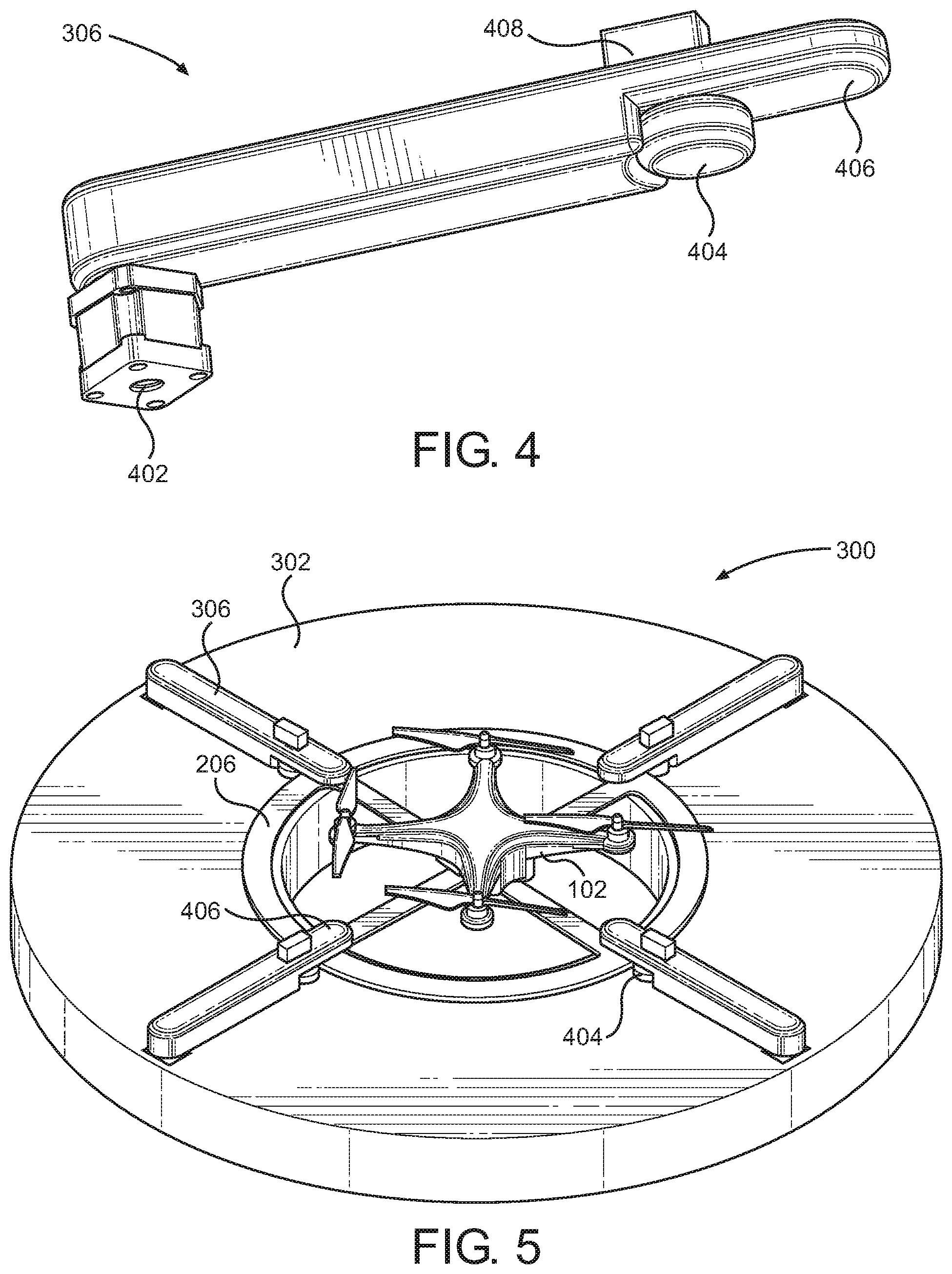 Patent US11780606 Figure 4 – Landing platform including positioning arms for engaging an unmanned aerial vehicle