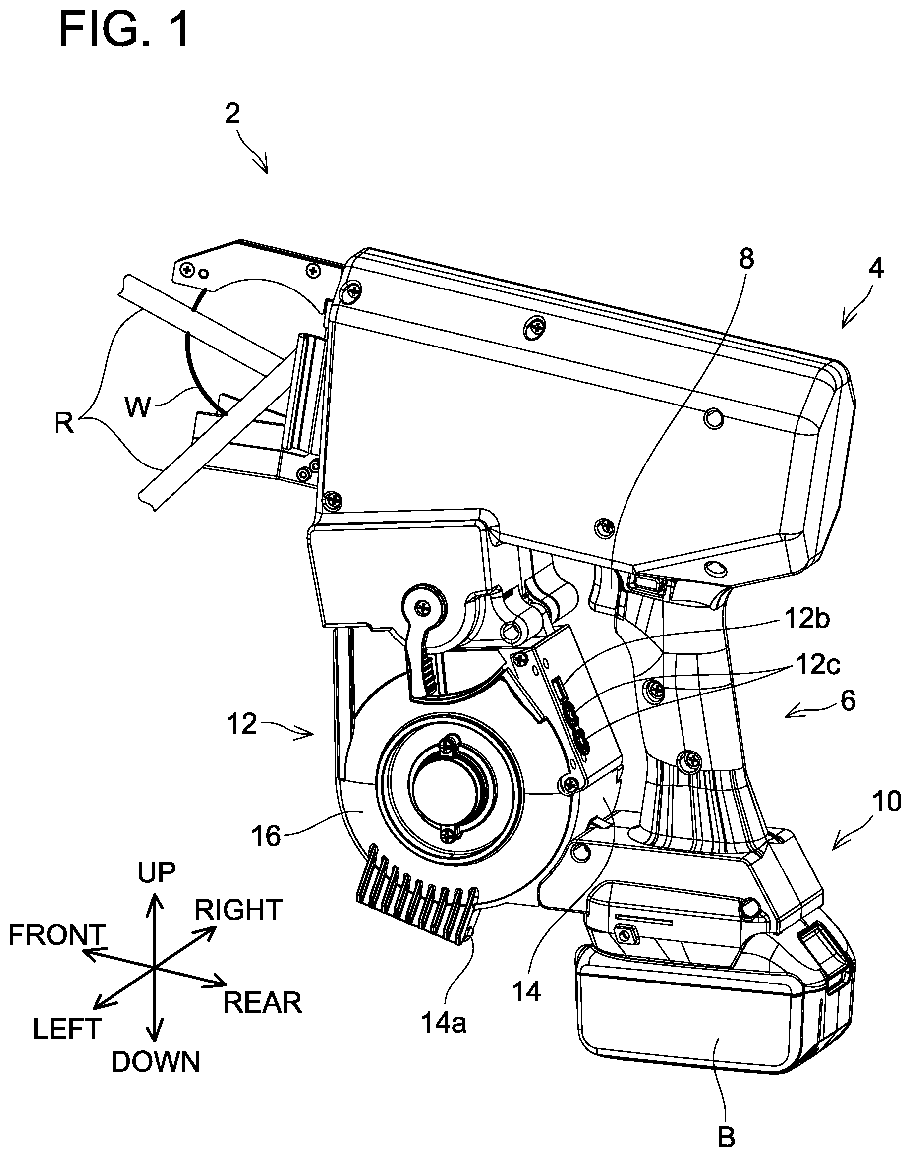 Patent US11780620 Figure 1 – Rebar tying machine