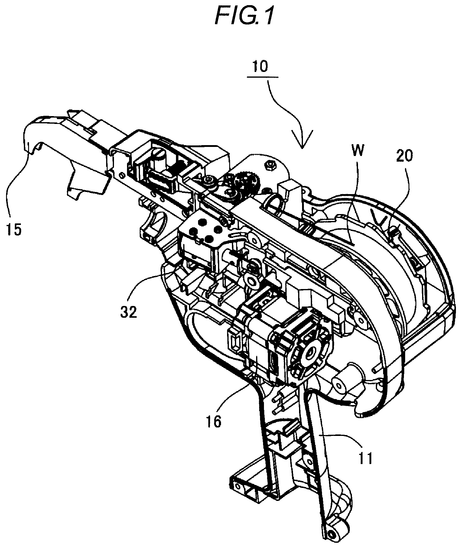 Patent US11780621 Figure 1 – Brake system of wire reel in reinforcing bar binding machine