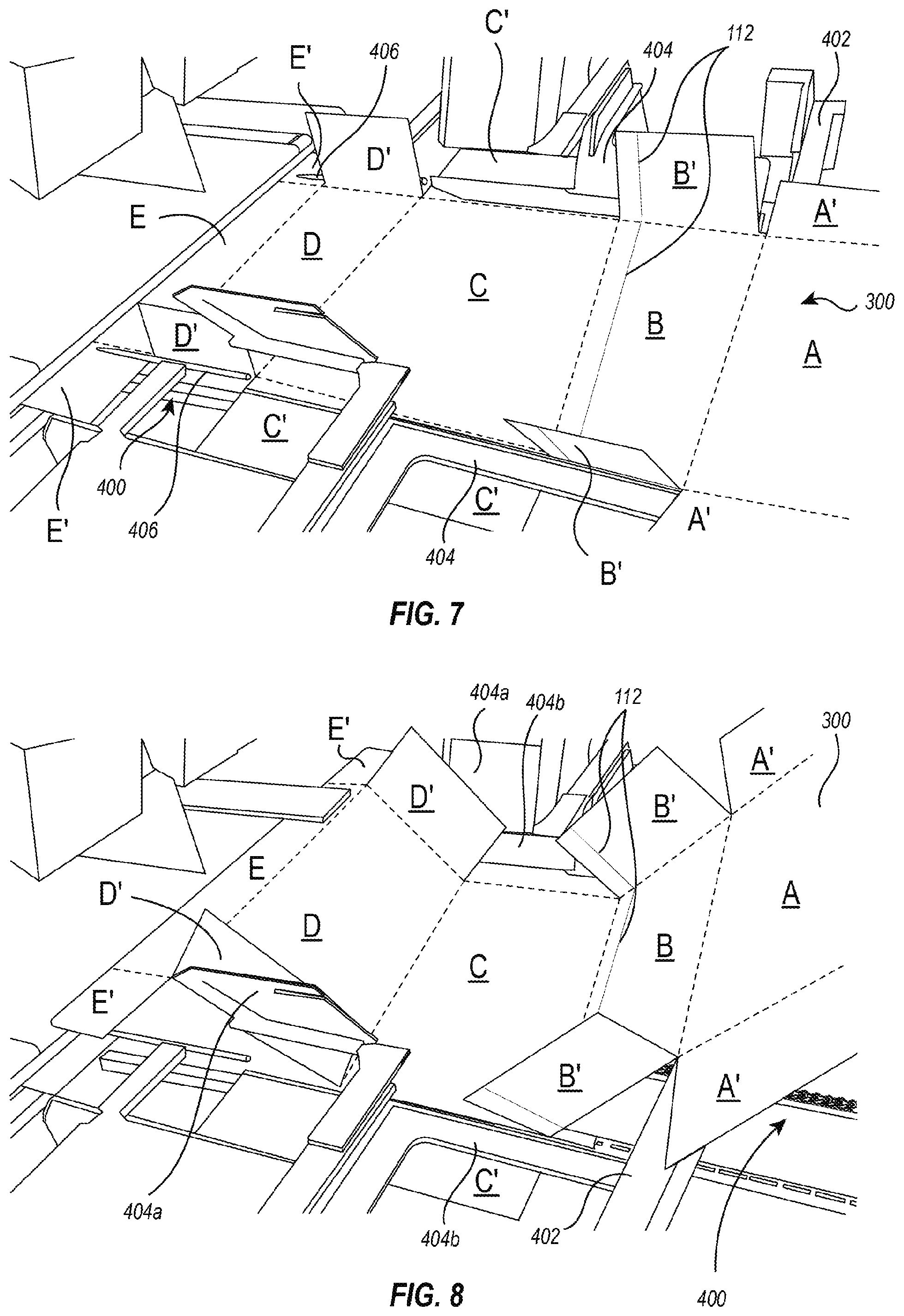 Patent US11780626 Figure 5 – Box template folding process and mechanisms