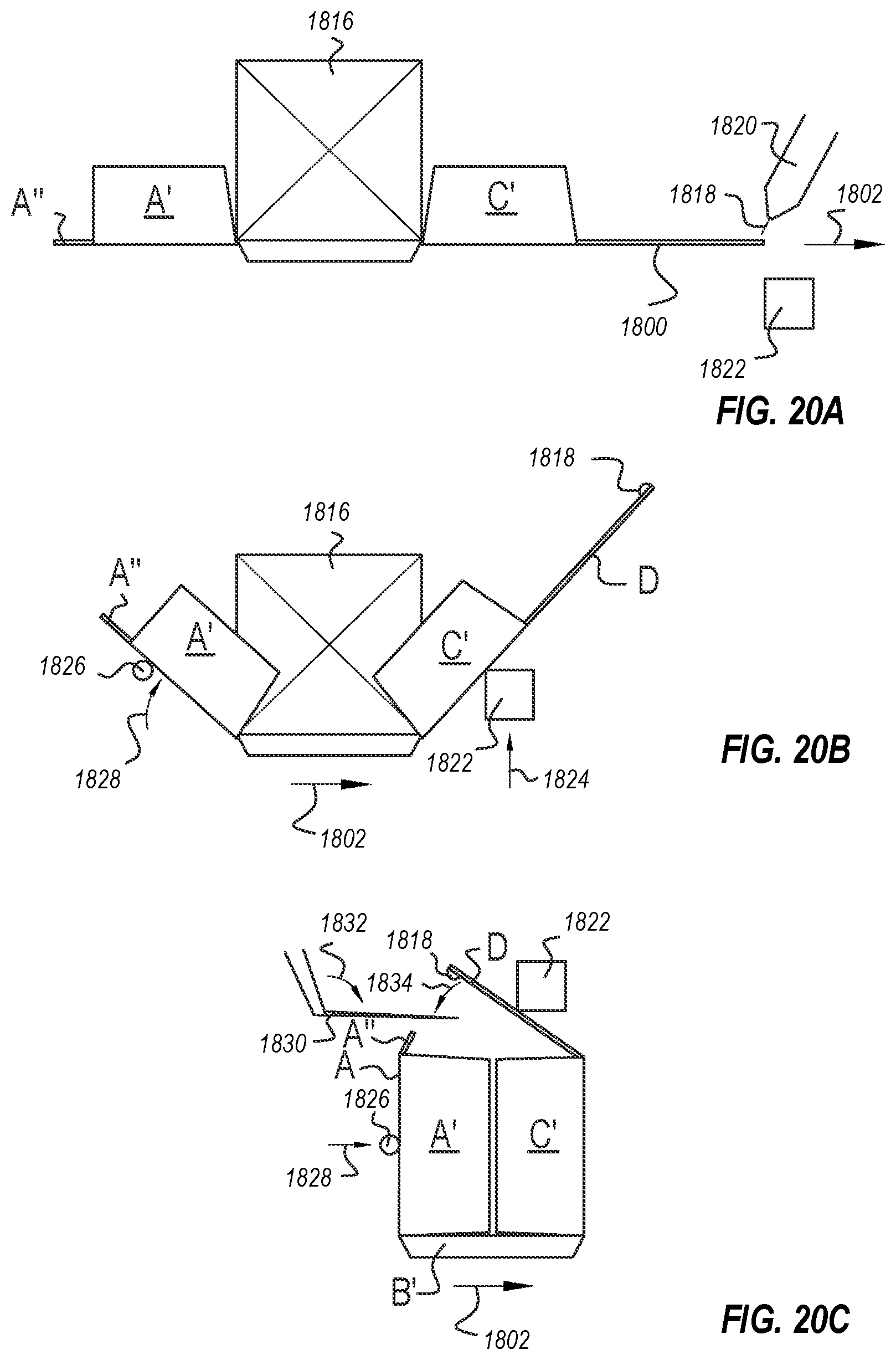 Patent US11780626 Figure 12 – Box template folding process and mechanisms