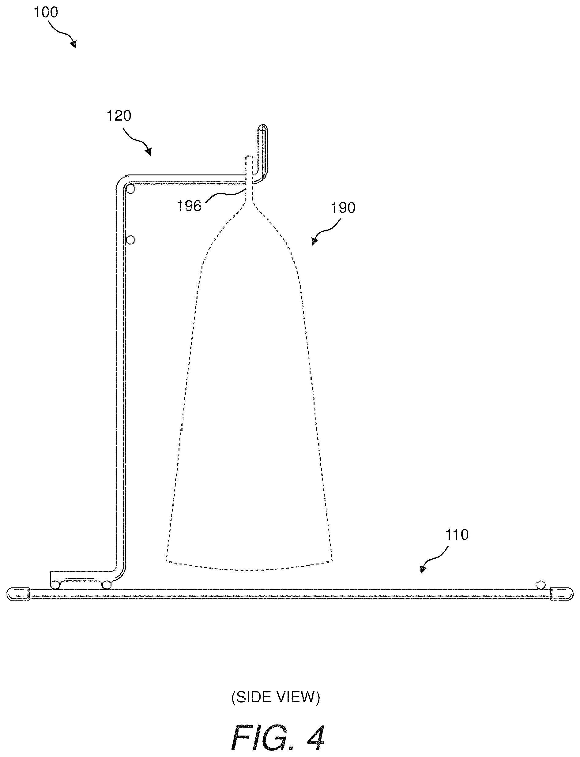 Patent US11780629 Figure 4 – Bag rack and method of using same