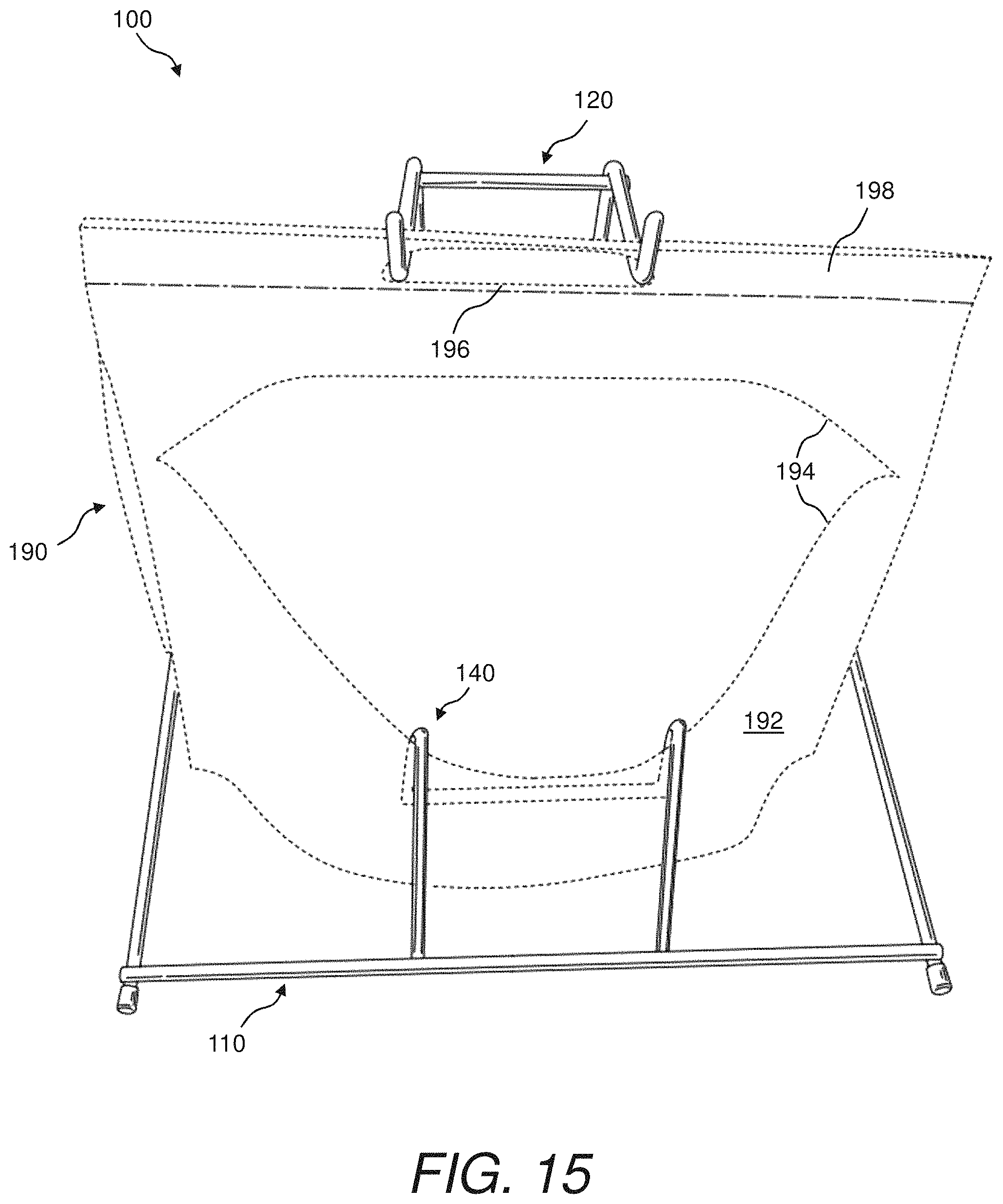Patent US11780629 Figure 15 – Bag rack and method of using same
