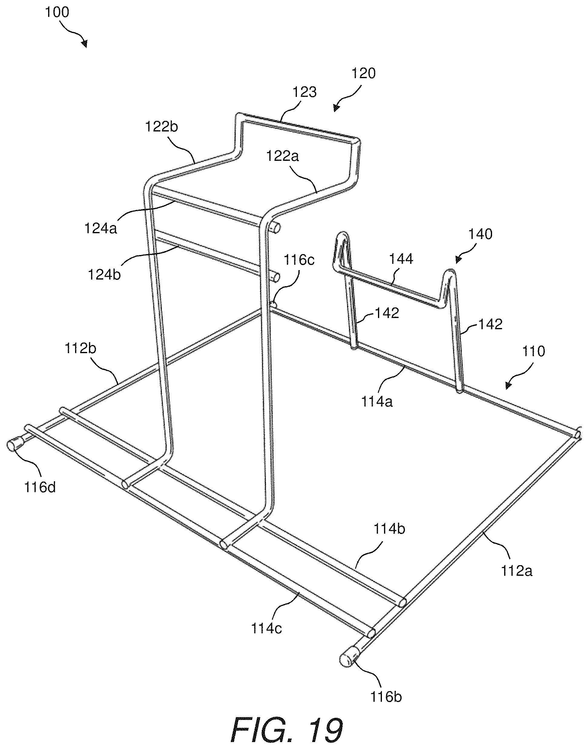 Patent US11780629 Figure 19 – Bag rack and method of using same