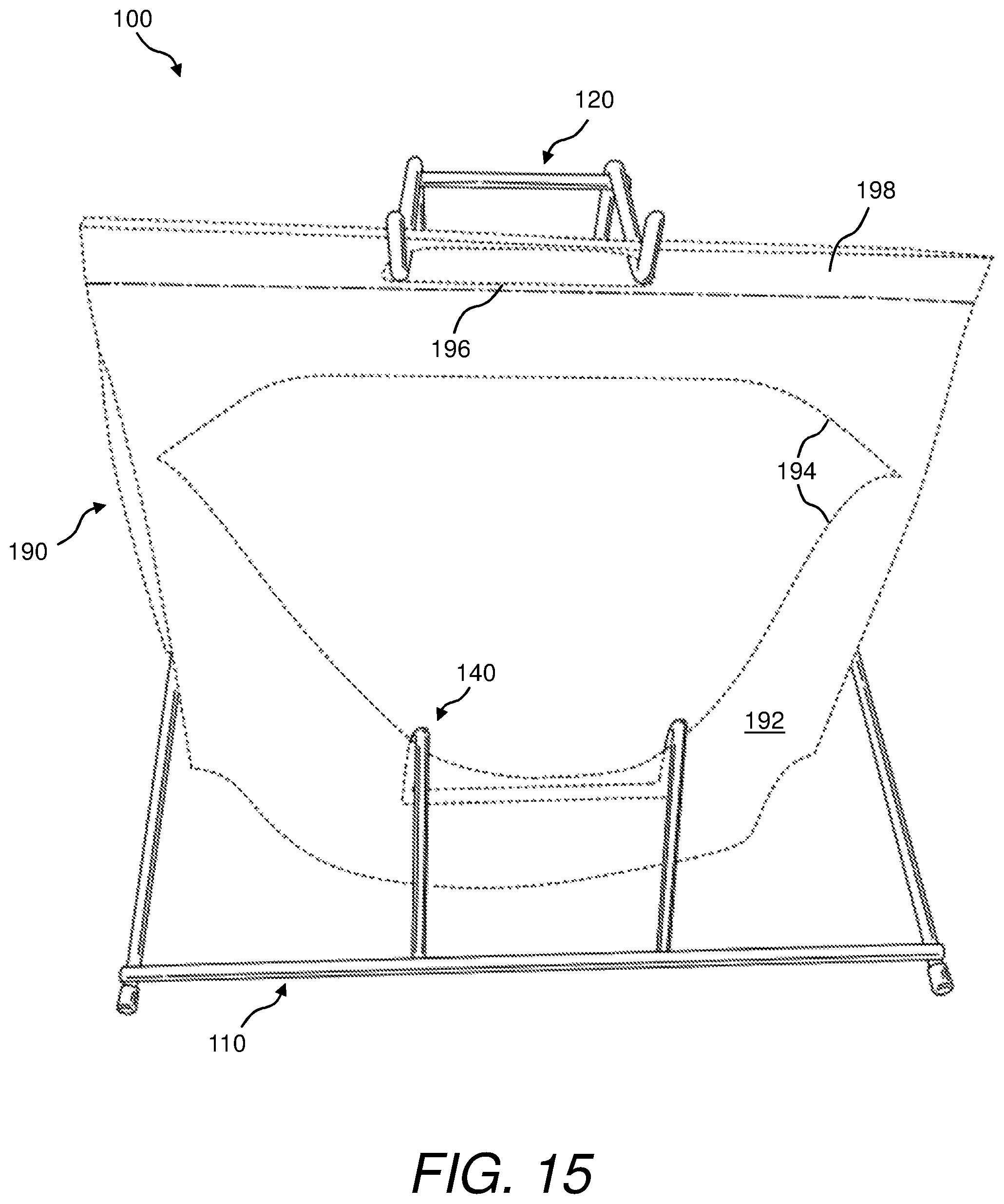 Patent US11780630 Figure 15 – Bag rack and method of using same