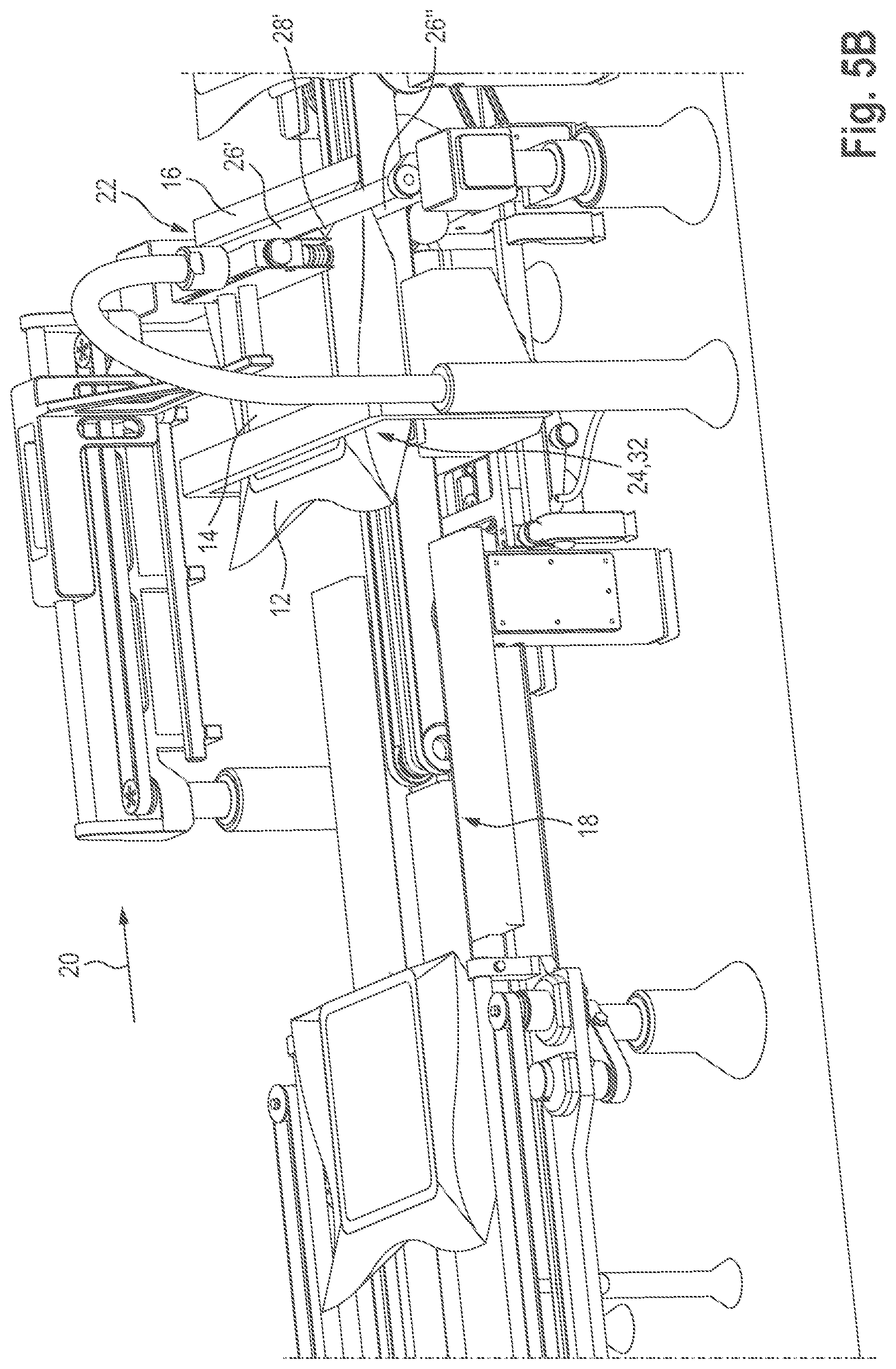 Patent US11780631 Figure 7 – Unpacking system for an object, in particular a pharmaceutical or cosmetic object, packed in an item of packaging, in particular a pouch
