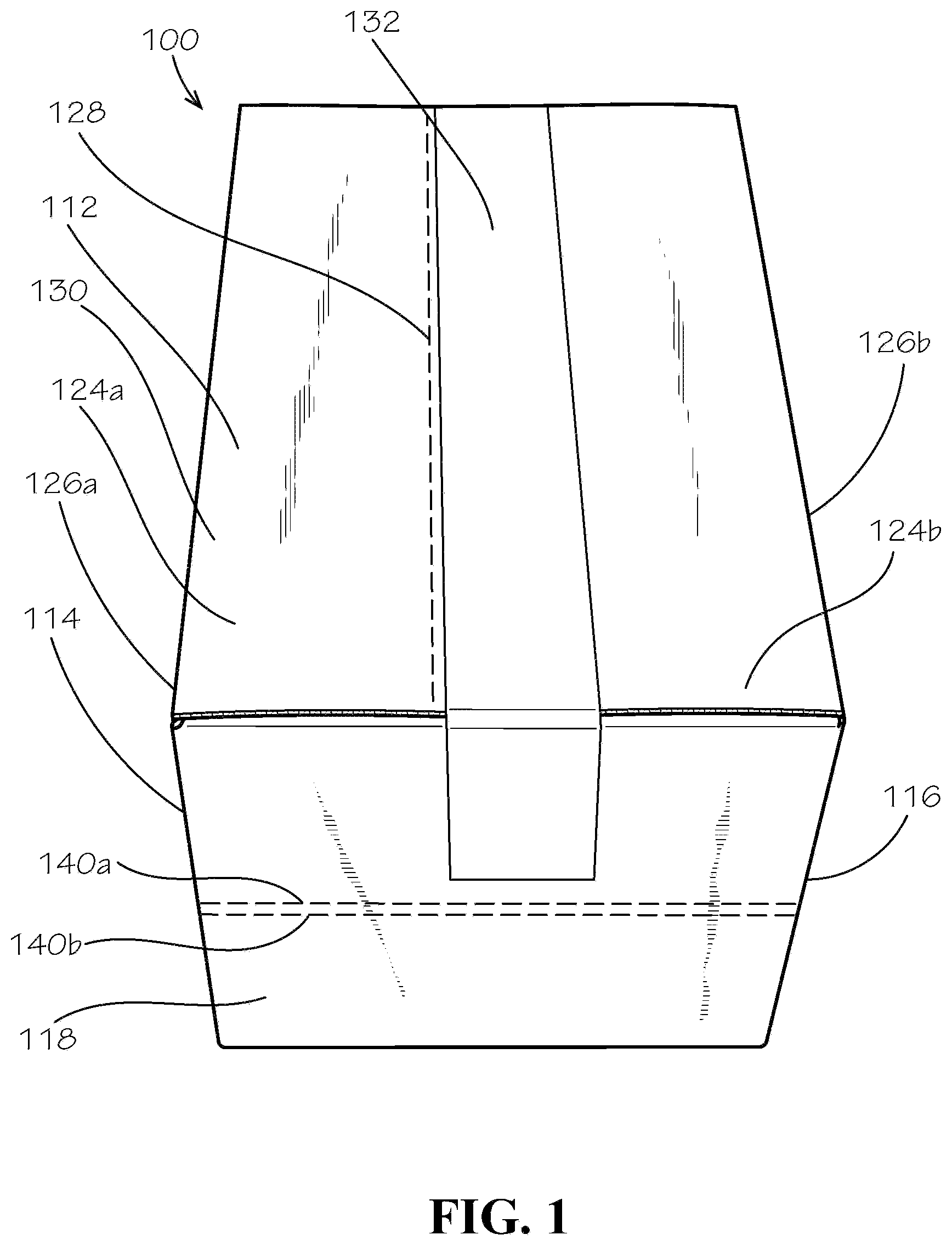 Patent US11780635 Figure 1 – Perforated collapsible box