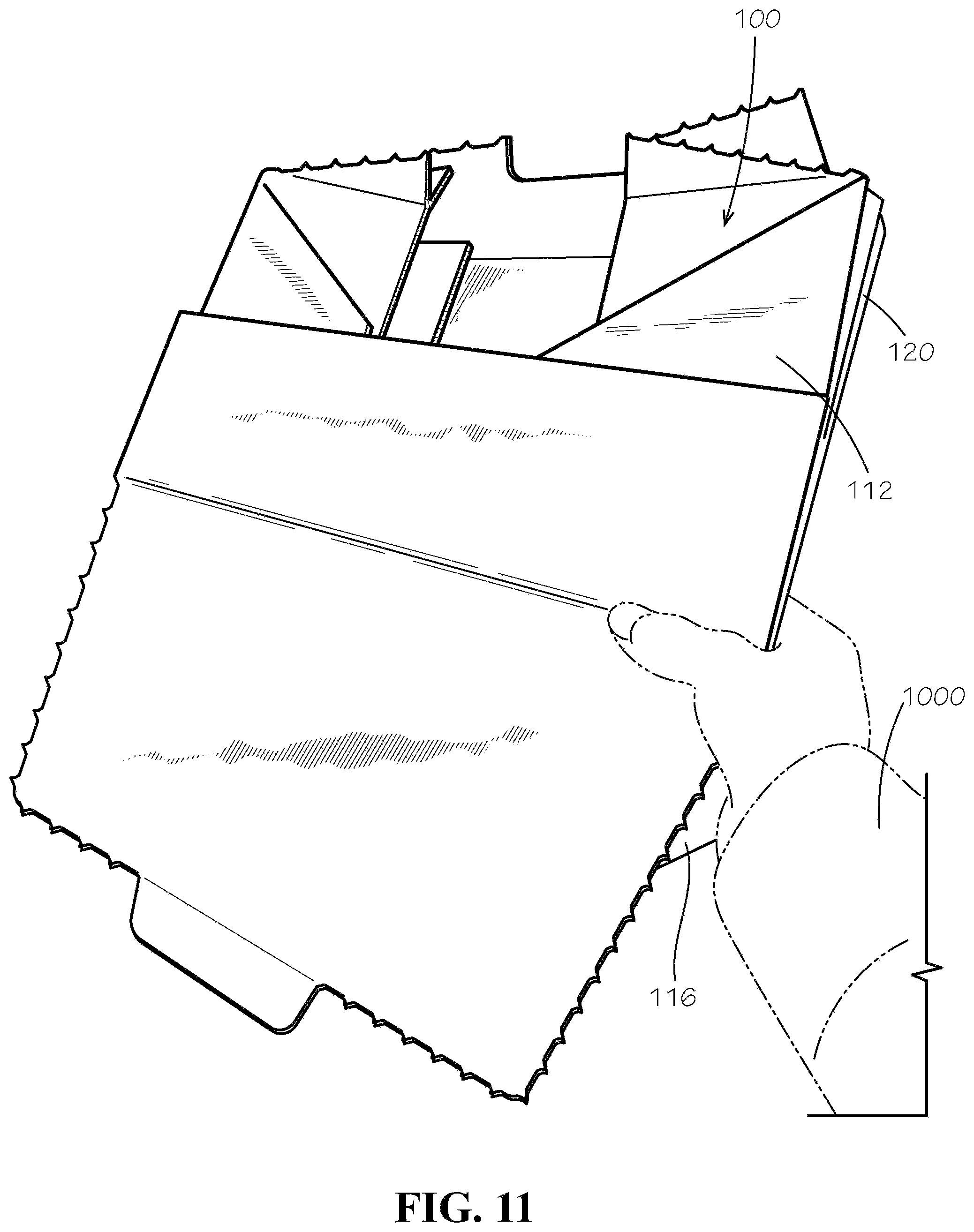Patent US11780635 Figure 11 – Perforated collapsible box
