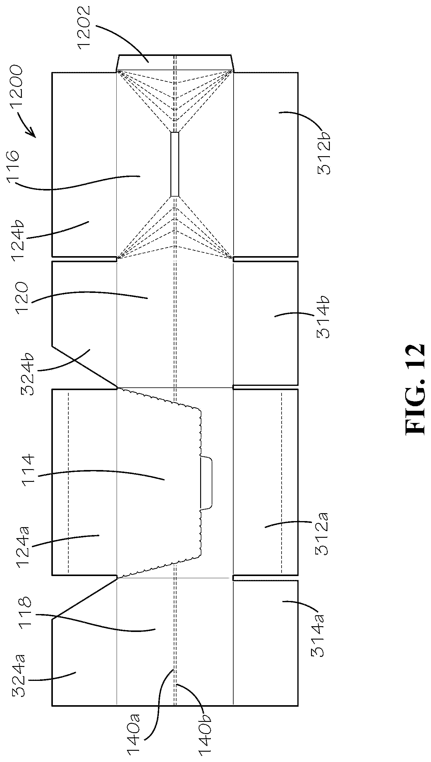 Patent US11780635 Figure 12 – Perforated collapsible box