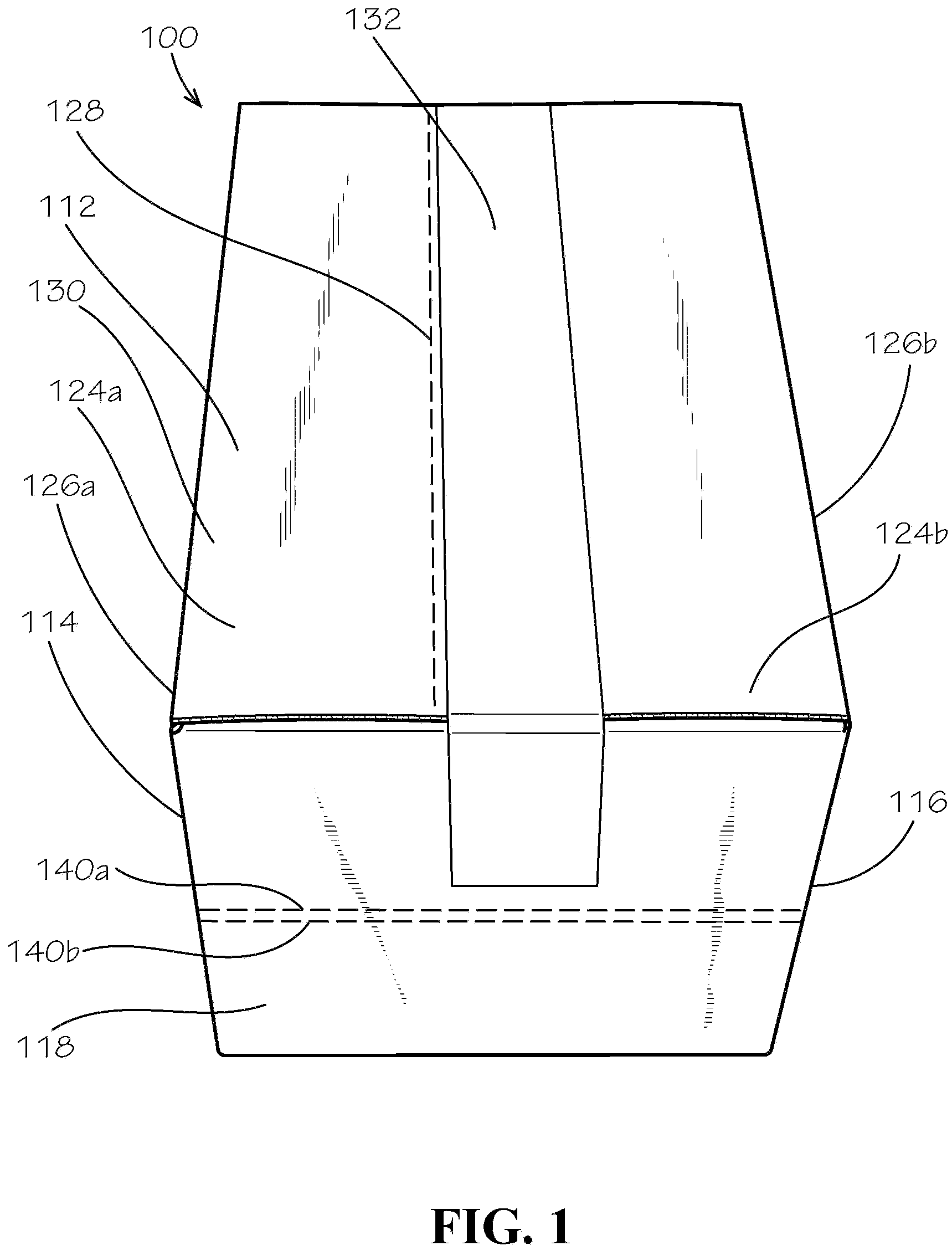 Patent US11780636 Figure 1 – Perforated collapsible box