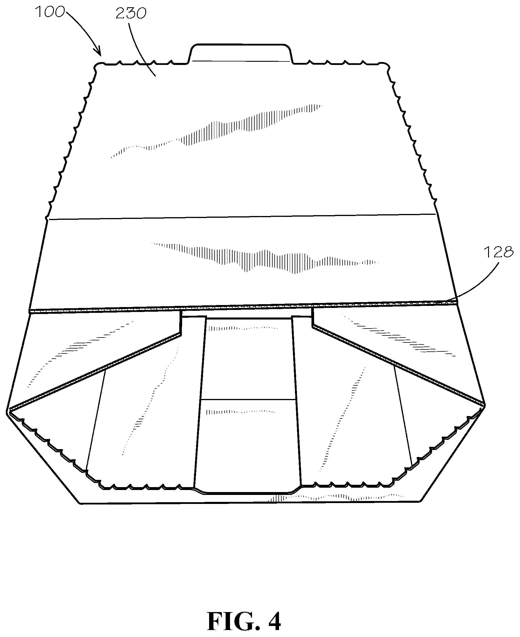 Patent US11780636 Figure 4 – Perforated collapsible box