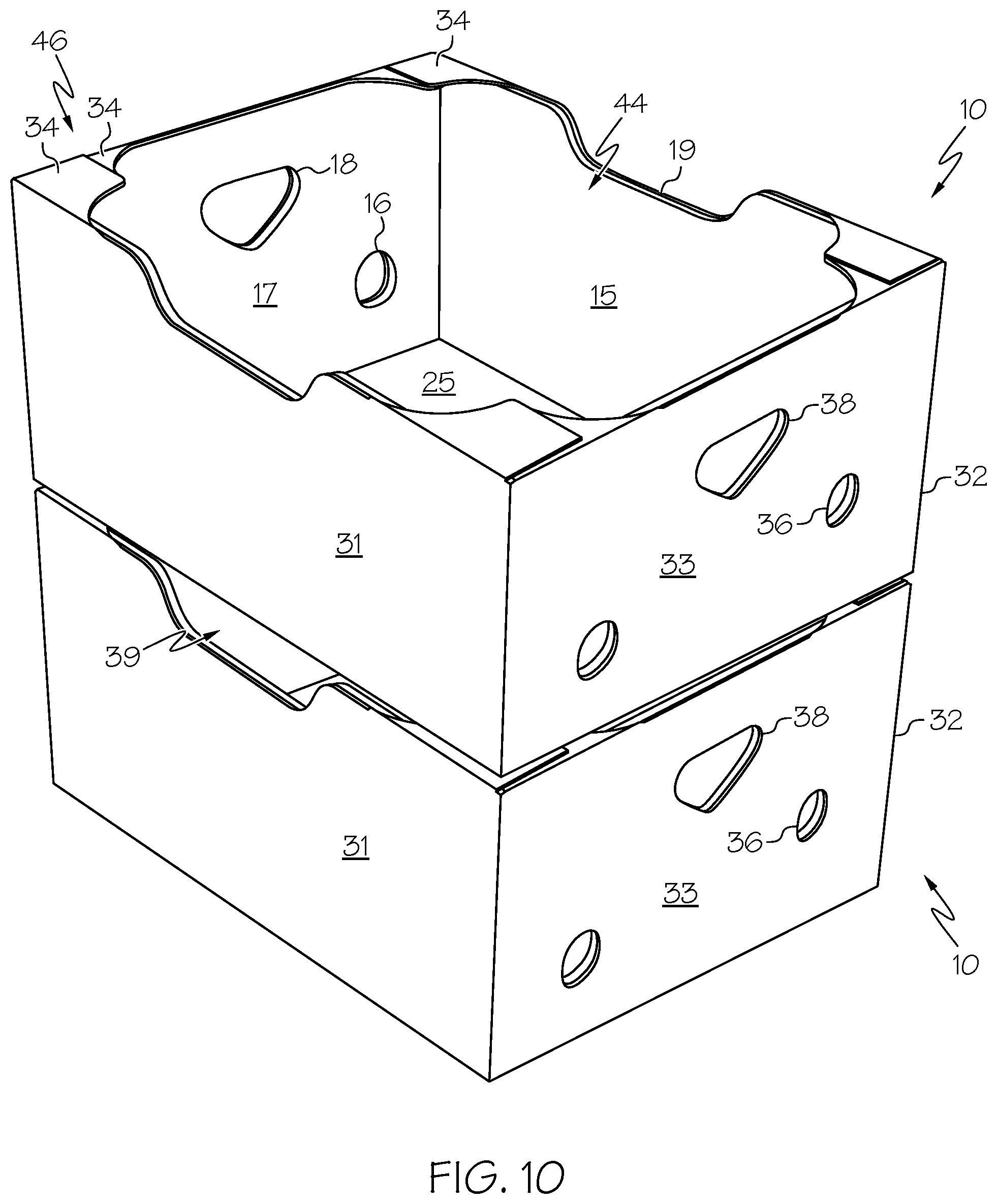 Patent US11780639 Figure 11 – Optimized system, box and bag for packing, shipping, storing and displaying produce