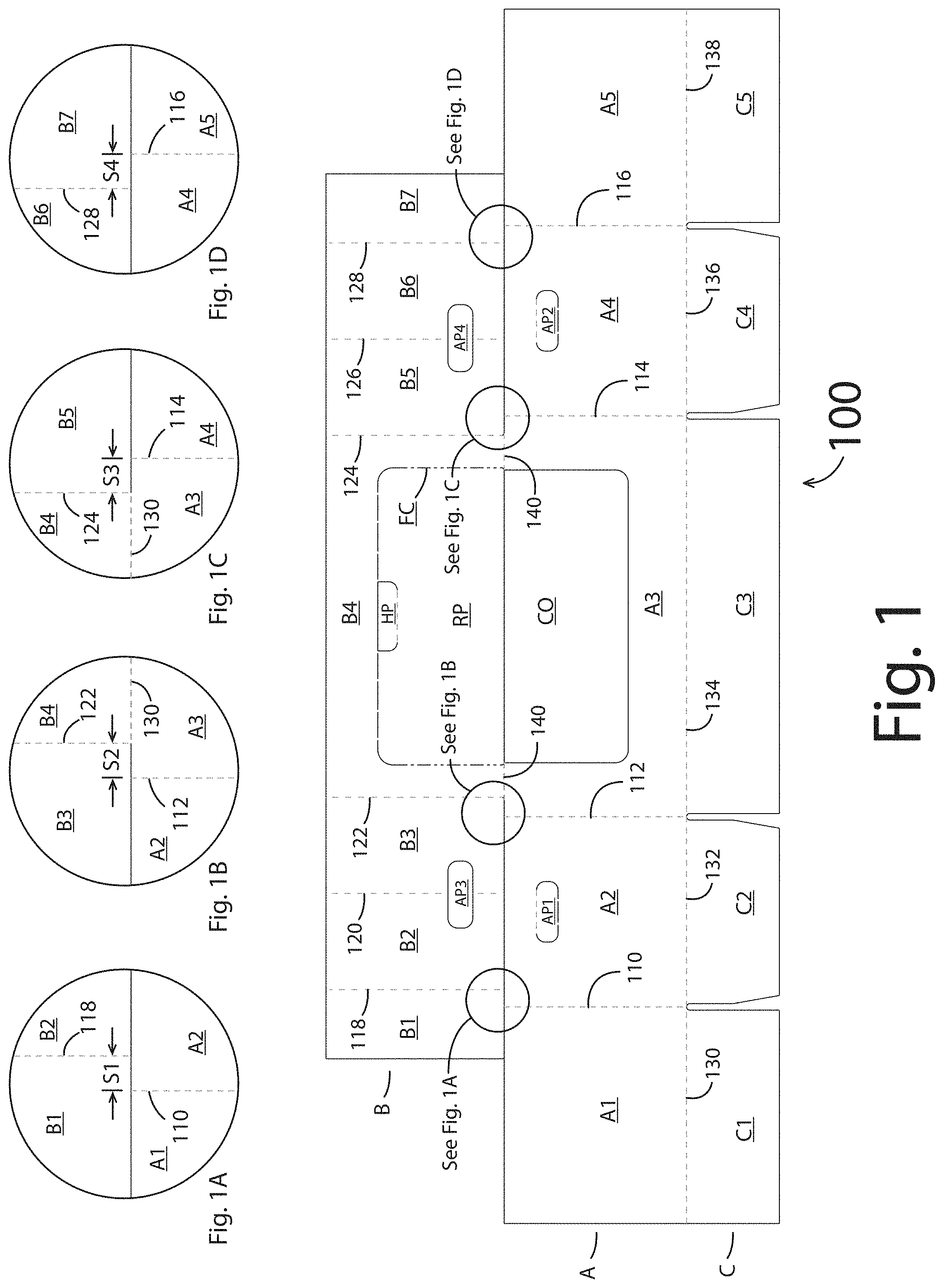 Patent US11780640 Figure 1 – One piece container with internal corner supports
