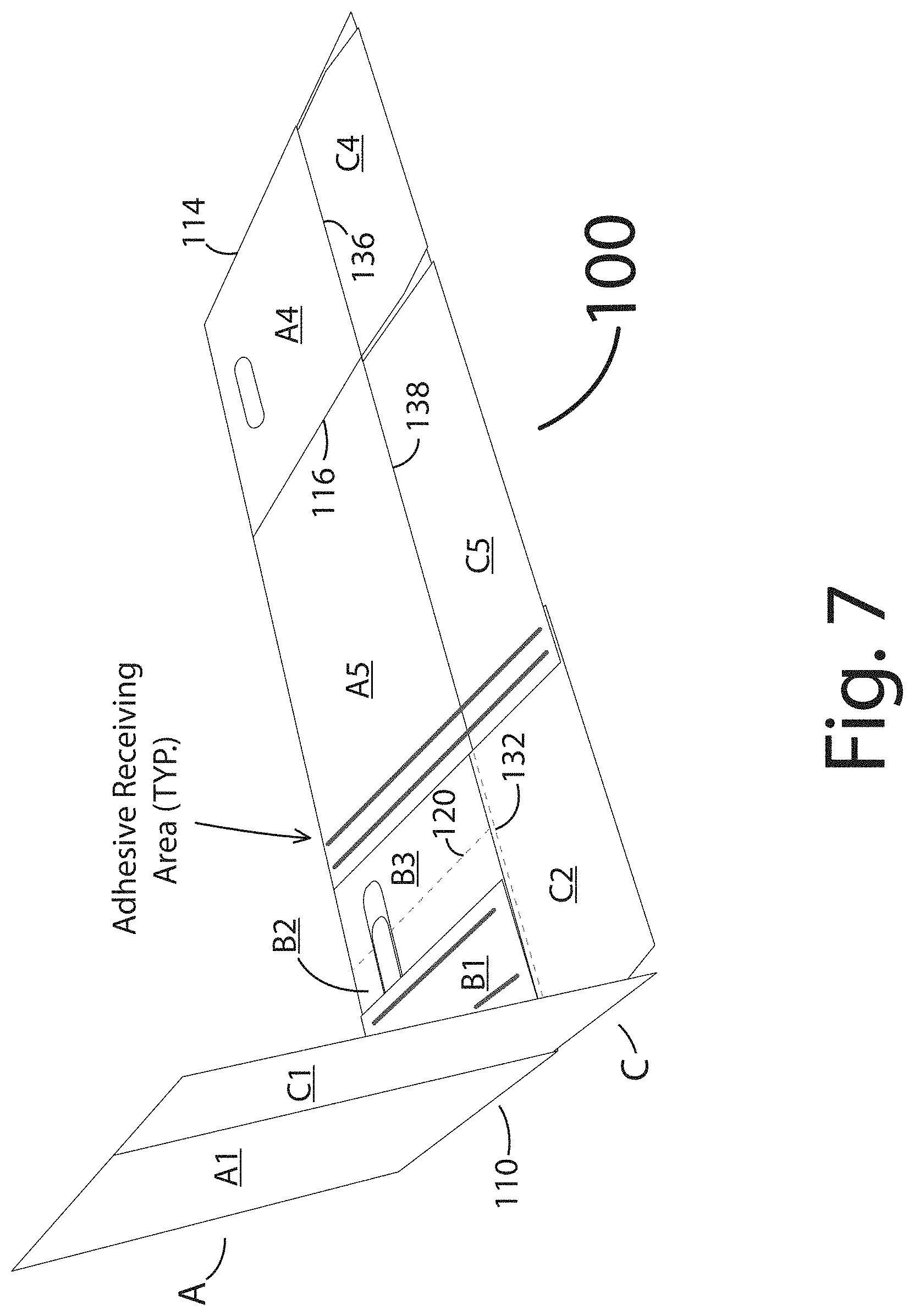 Patent US11780640 Figure 8 – One piece container with internal corner supports