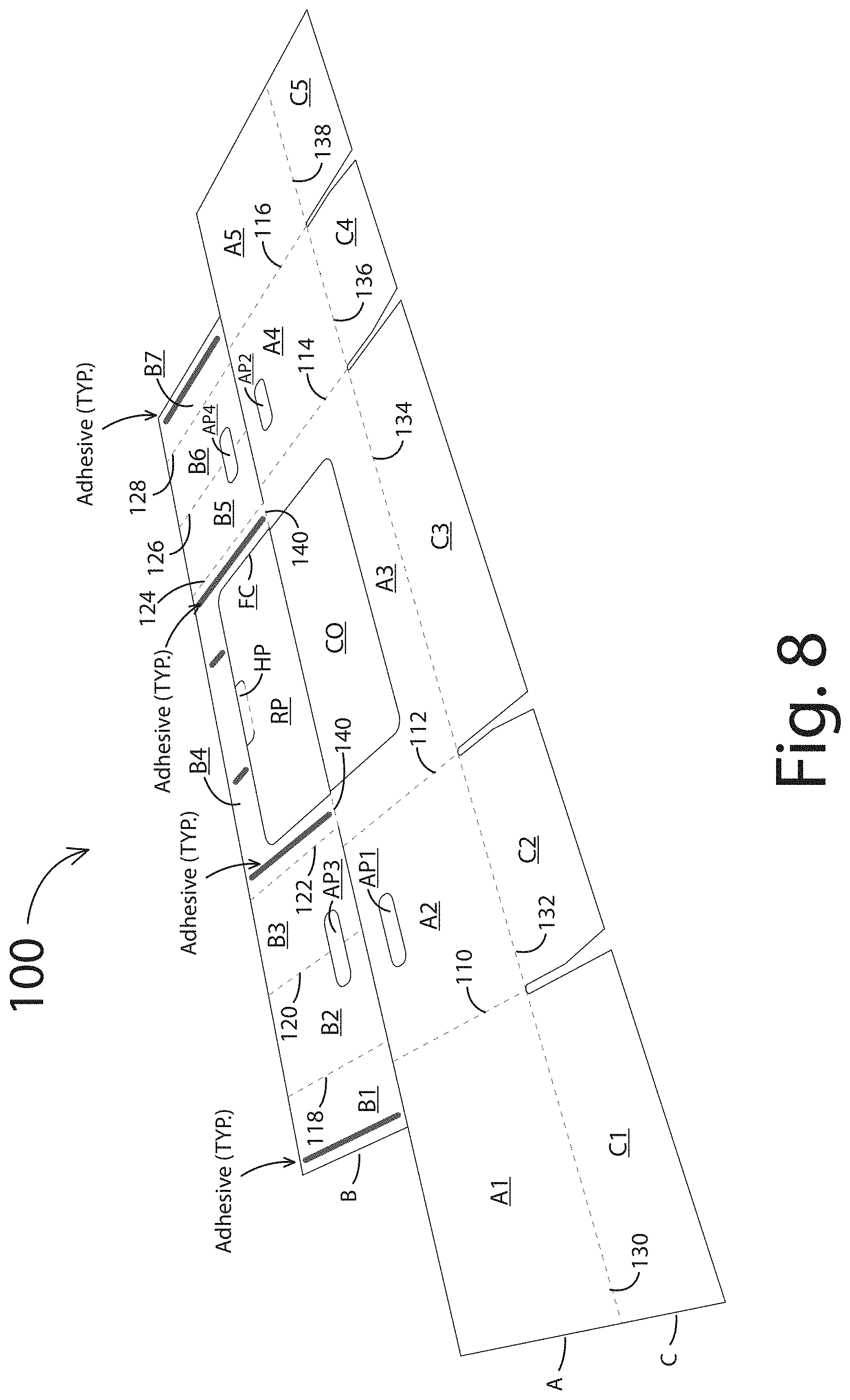 Patent US11780640 Figure 9 – One piece container with internal corner supports