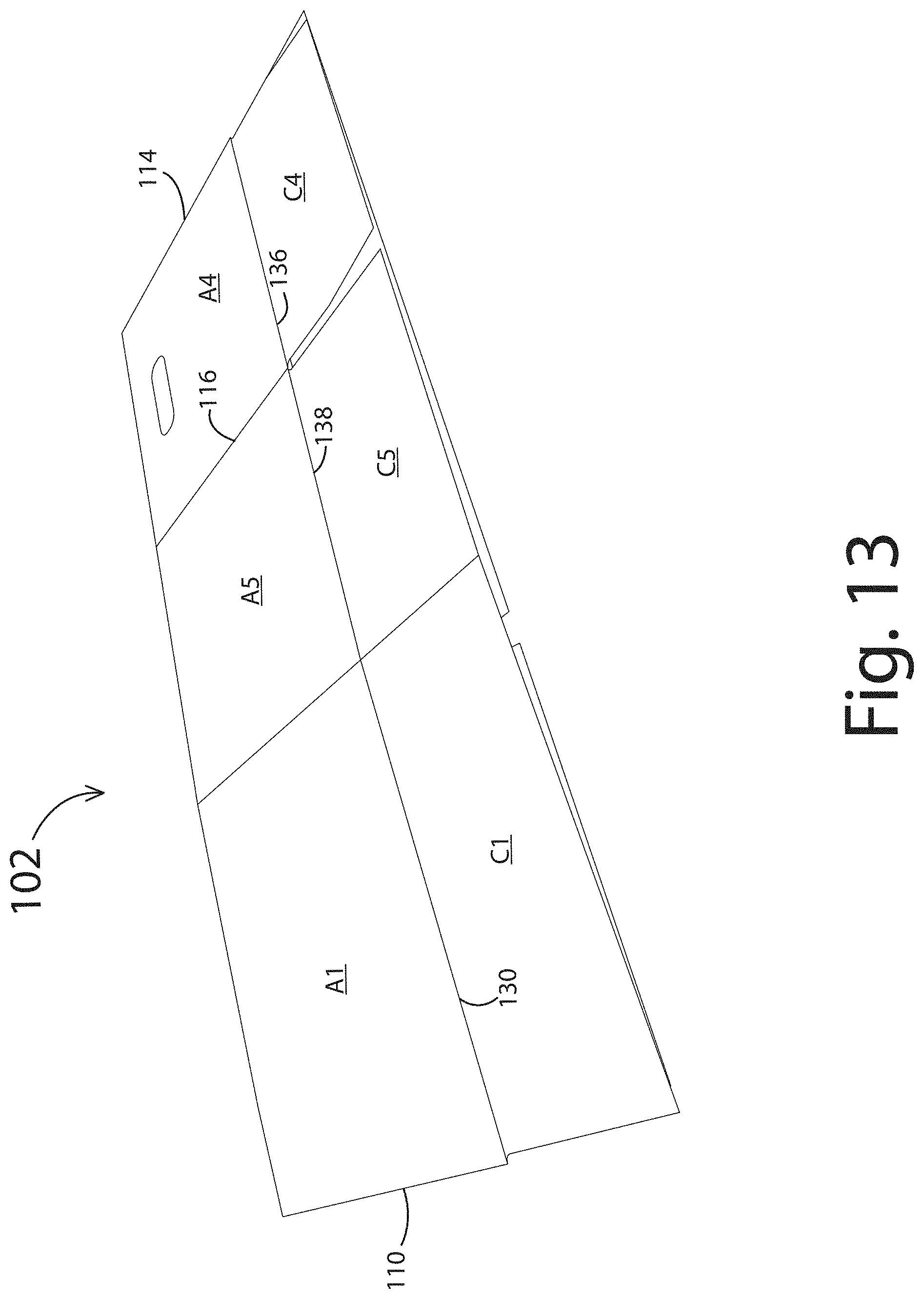 Patent US11780640 Figure 14 – One piece container with internal corner supports