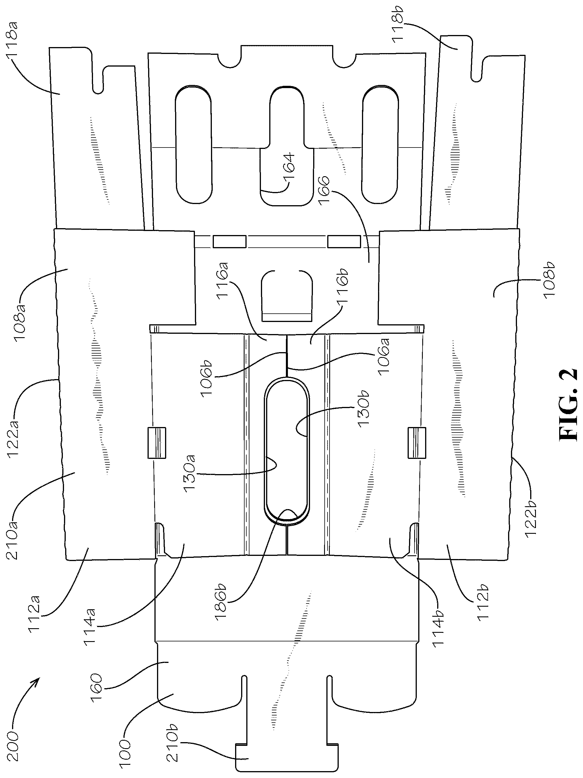 Patent US11780642 Figure 2 – Three-pack beverage box