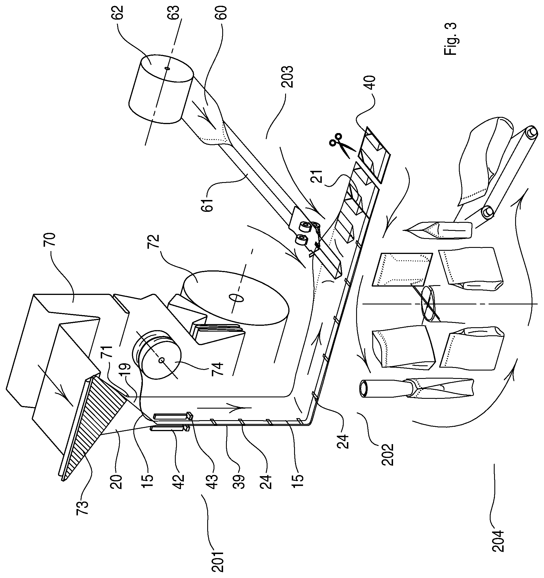 Patent US11780646 Figure 3 – Production of airtight packages with side gussets