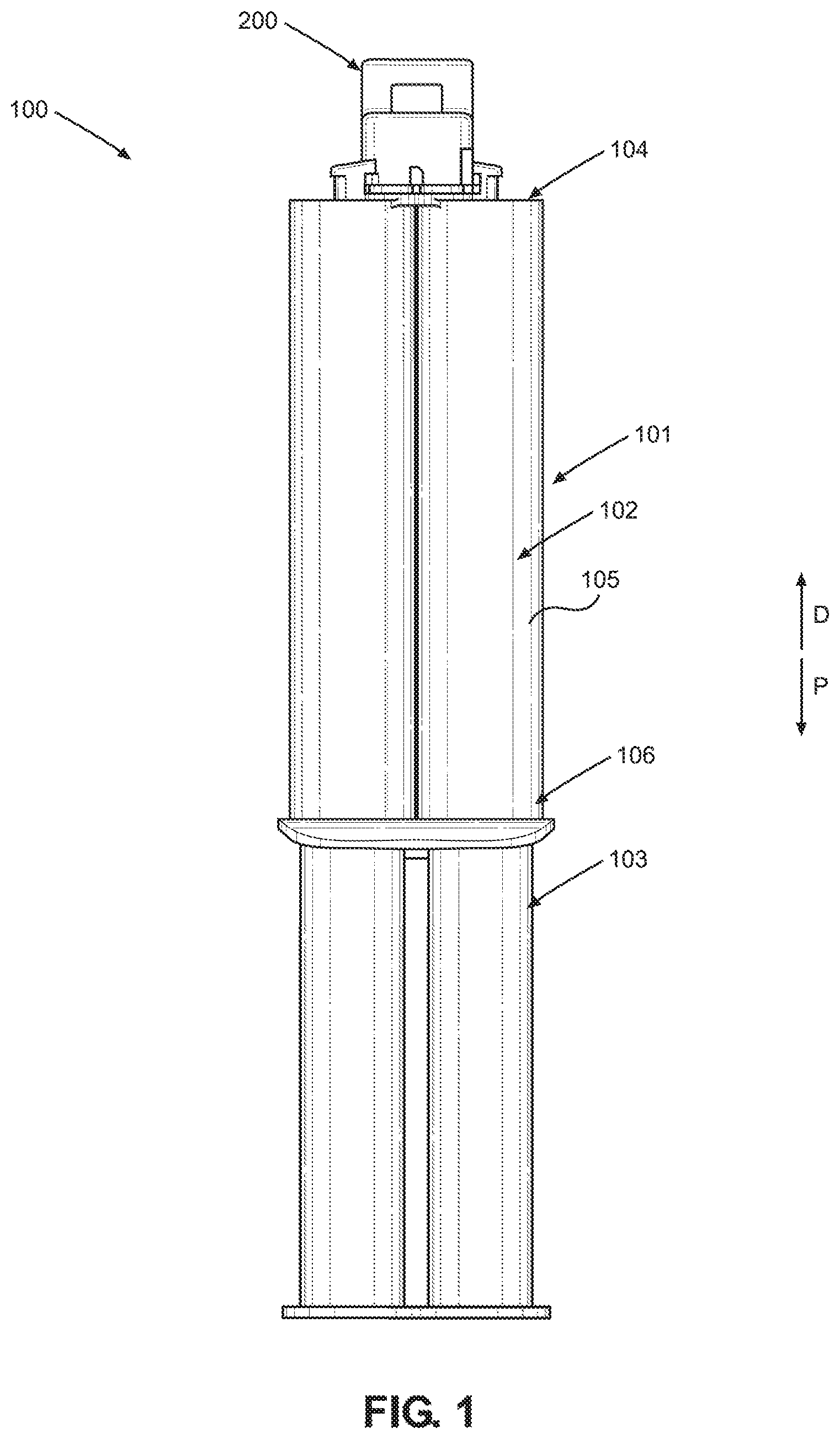 Patent US11780650 Figure 1 – Cap and cartridge assembly