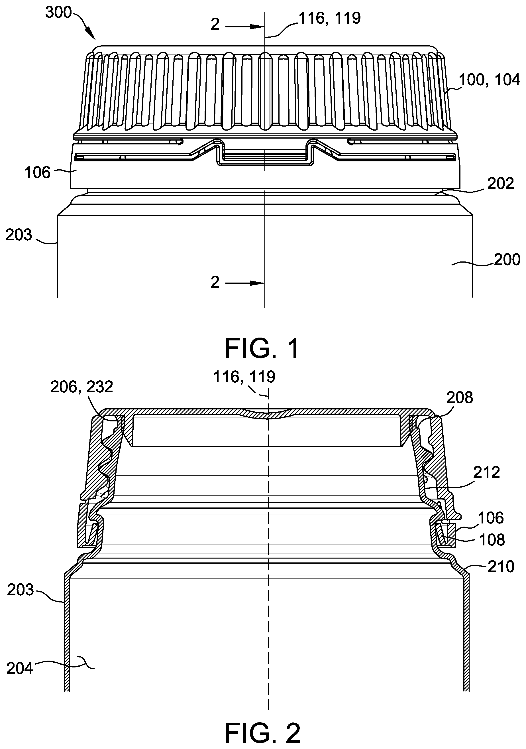 Patent US11780652 Figure 1 – Tapered closure and closure system