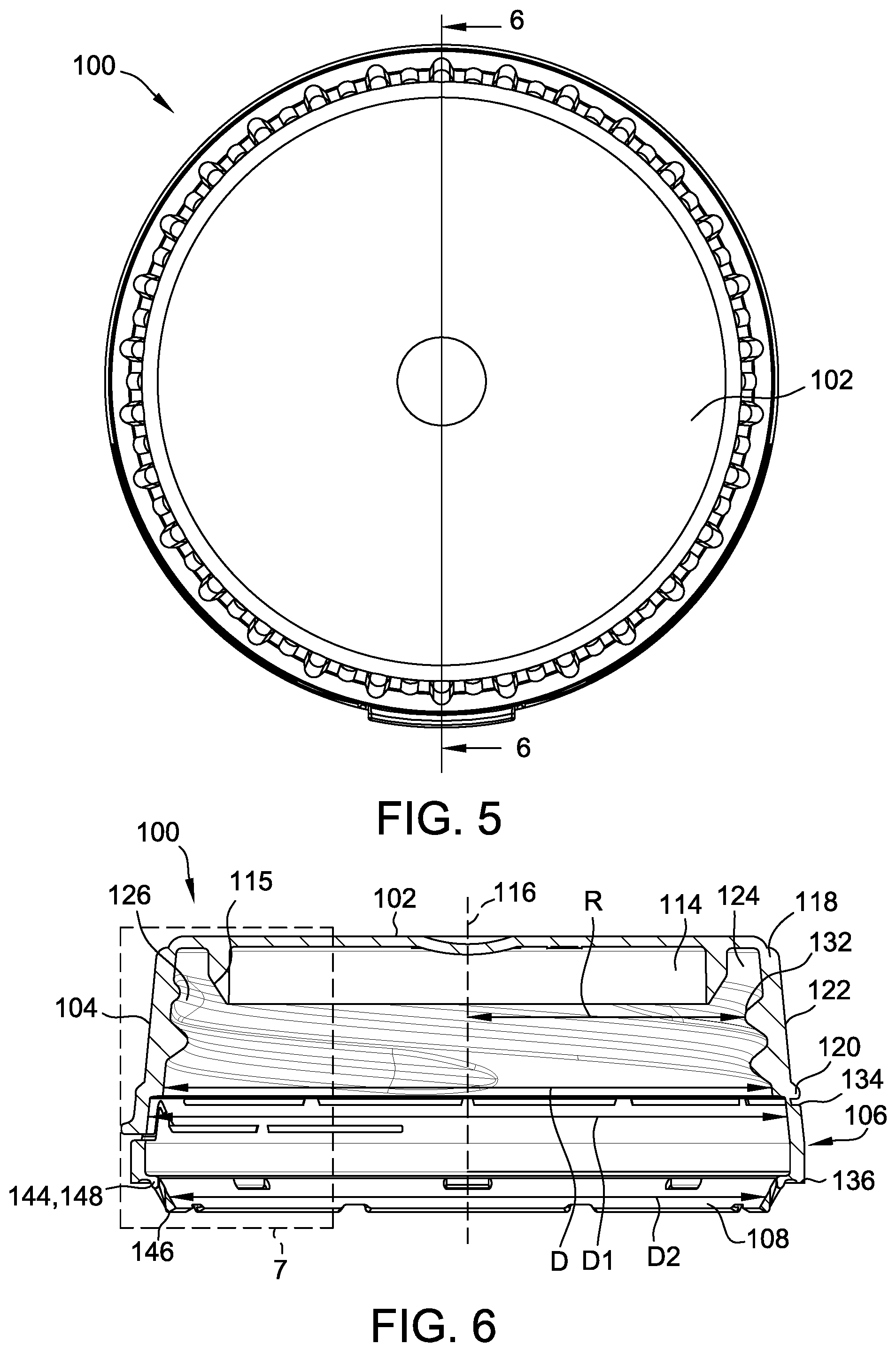 Patent US11780652 Figure 3 – Tapered closure and closure system