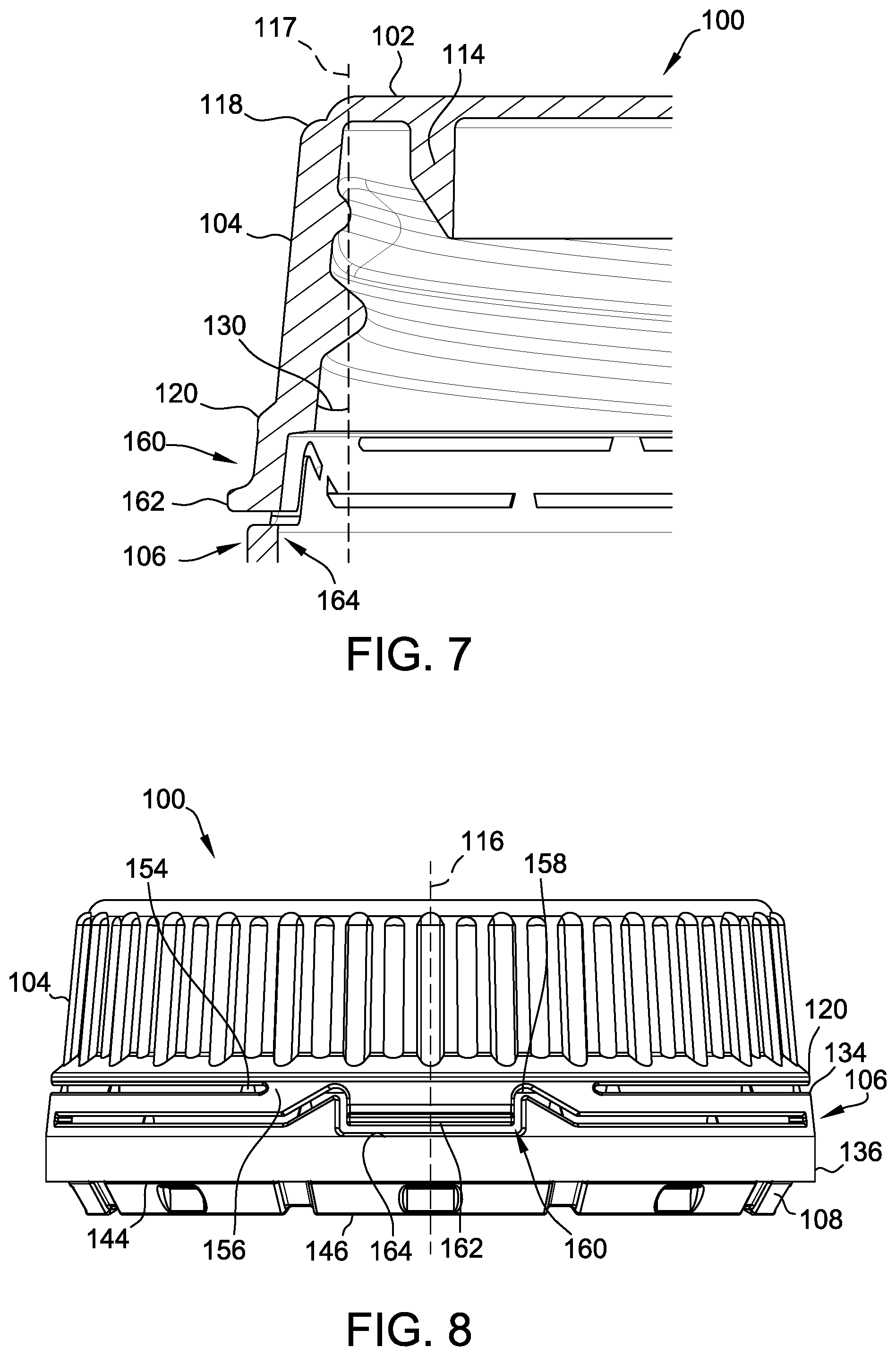 Patent US11780652 Figure 4 – Tapered closure and closure system