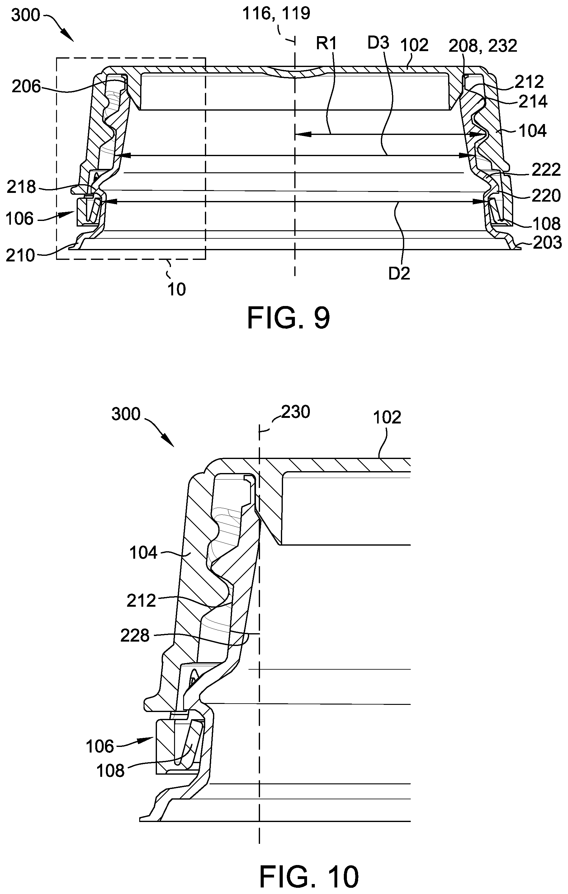 Patent US11780652 Figure 5 – Tapered closure and closure system