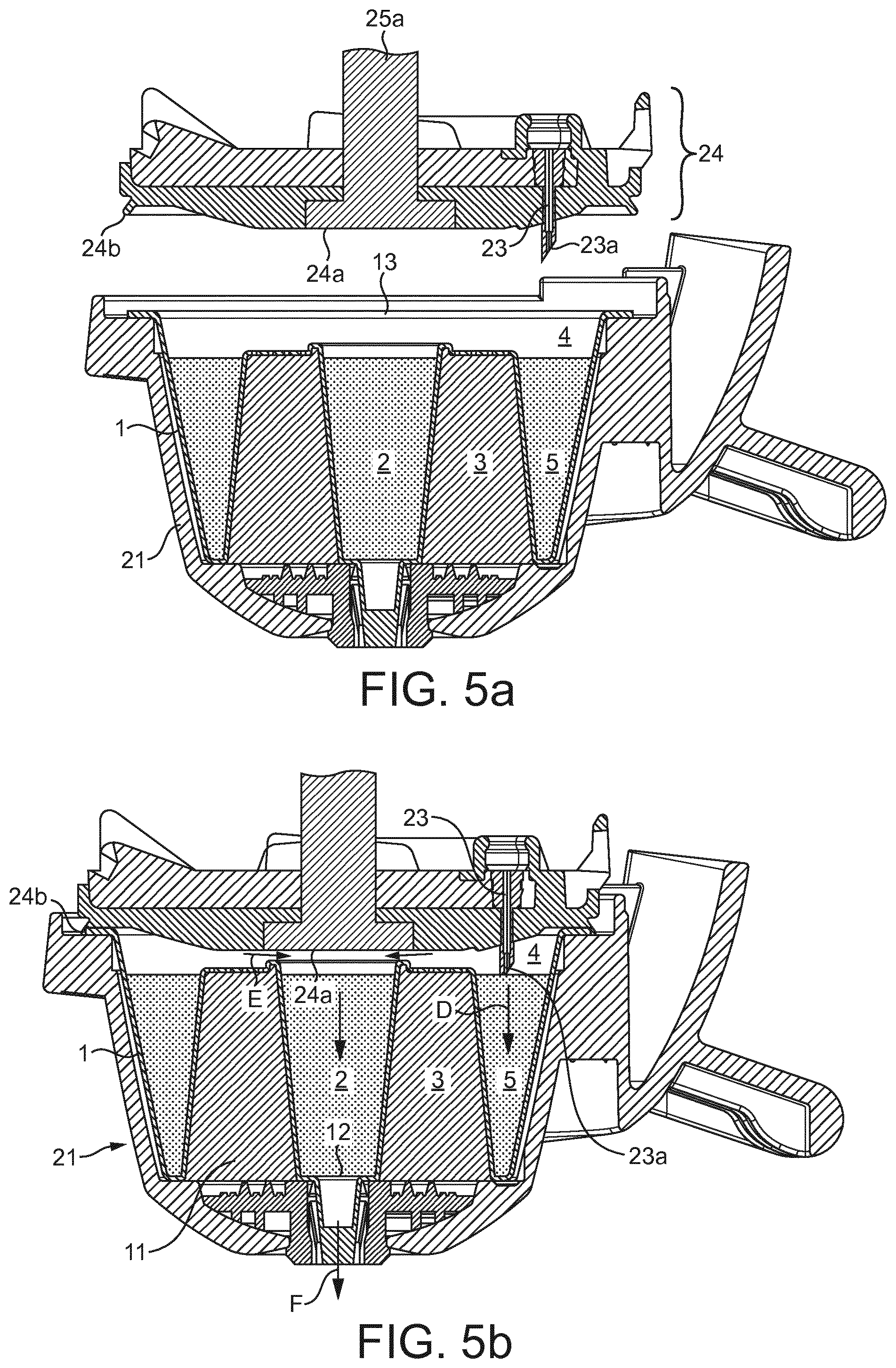 Patent US11780669 Figure 5 – Cartridge and machine for multi-component beverage preparation