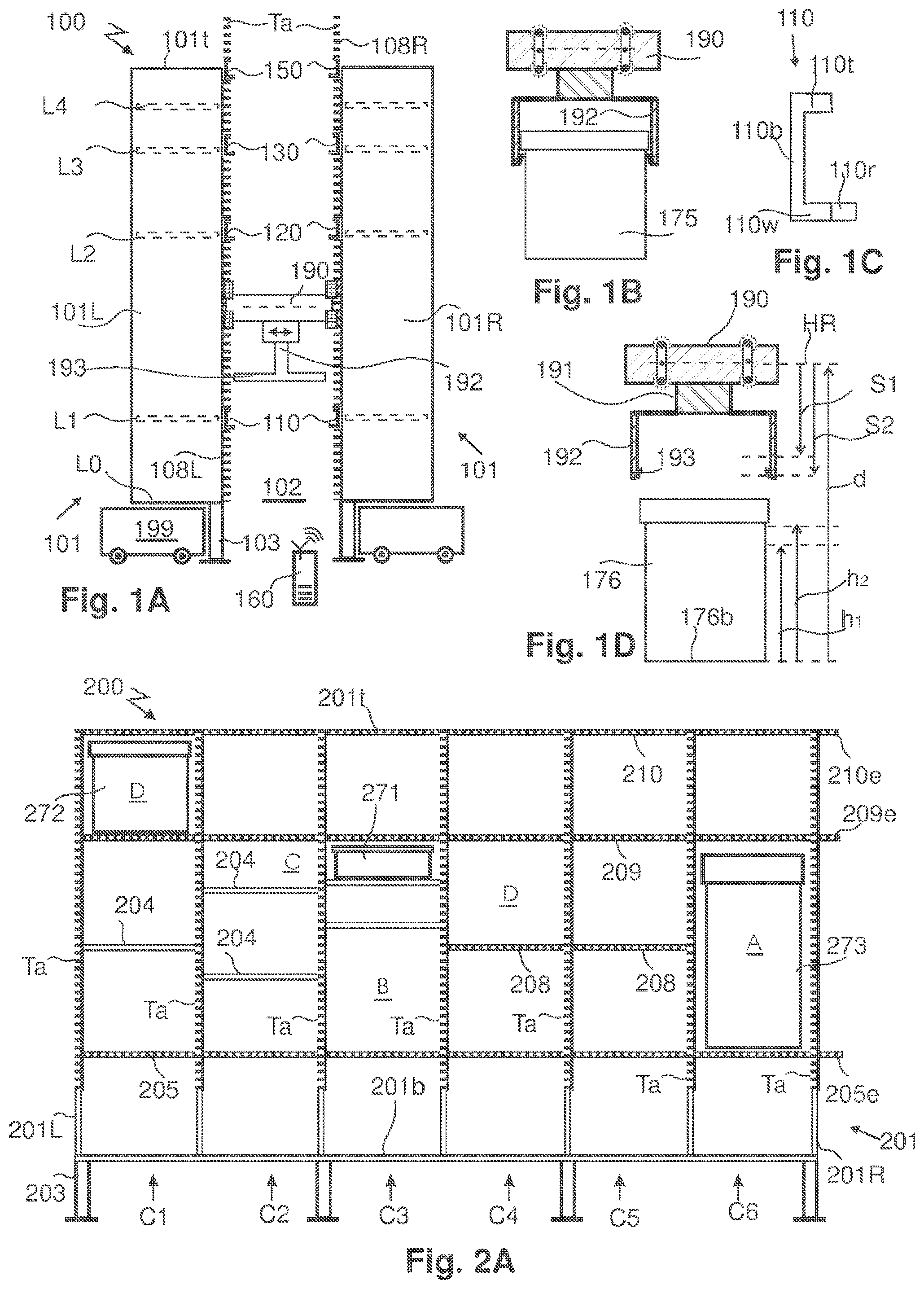 Patent US11780672 Figure 1 – Robotic-based storage using versatile shelving array