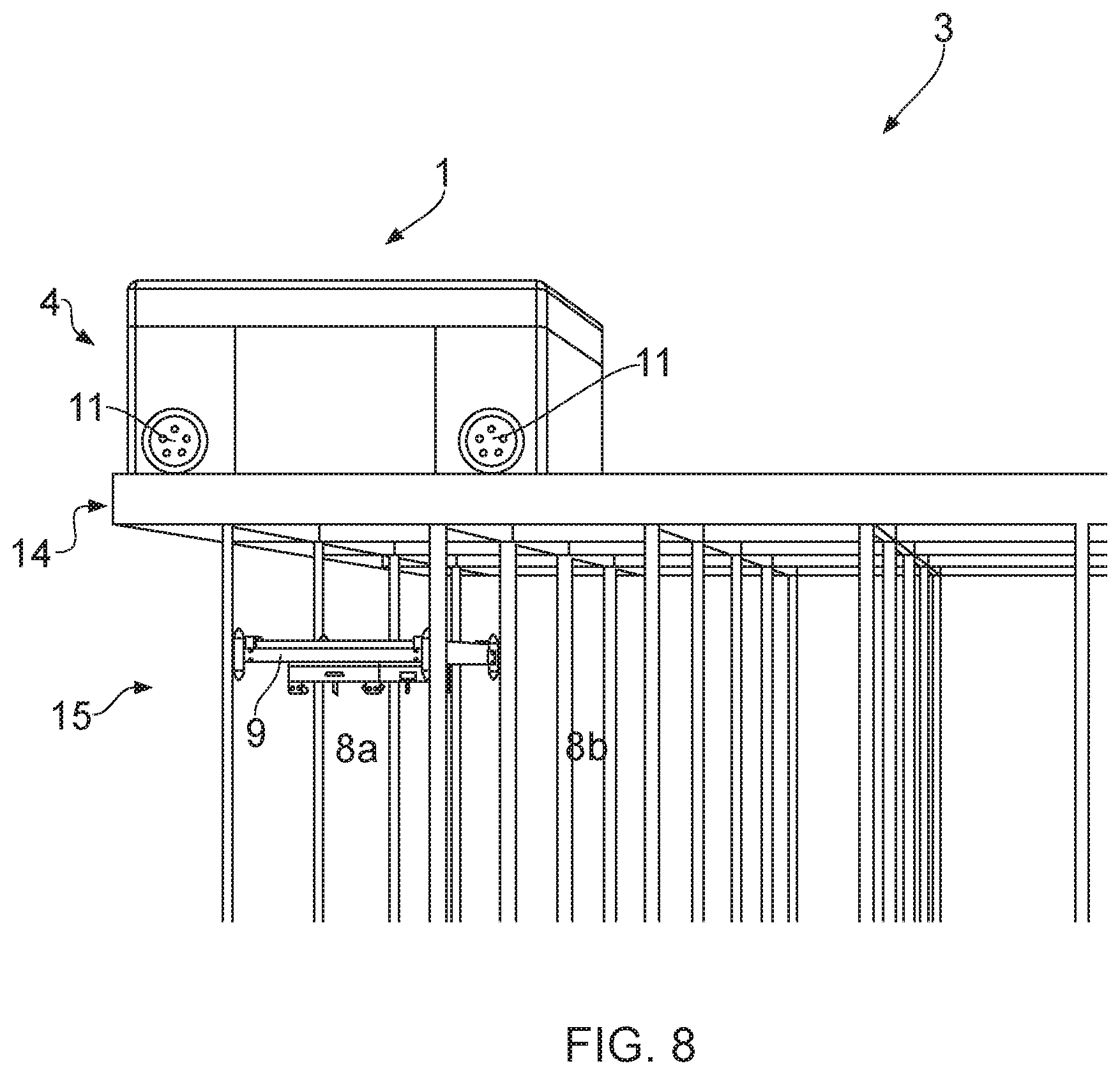 Patent US11780673 Figure 8 – Method for operating a bin storage system and robot vehicle for transporting storage bins