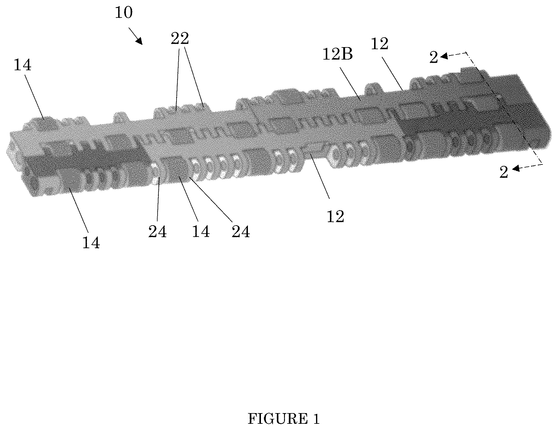 Patent US11780678 Figure 1 – Modular conveyor belt with retained rollers