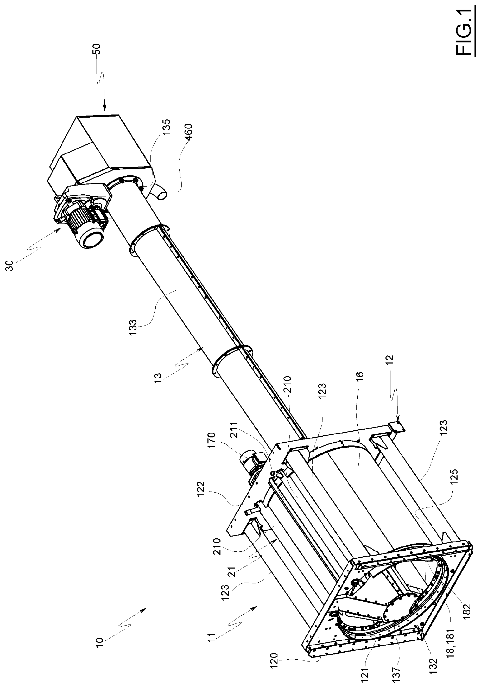 Patent US11780681 Figure 1 – Device for transporting solids