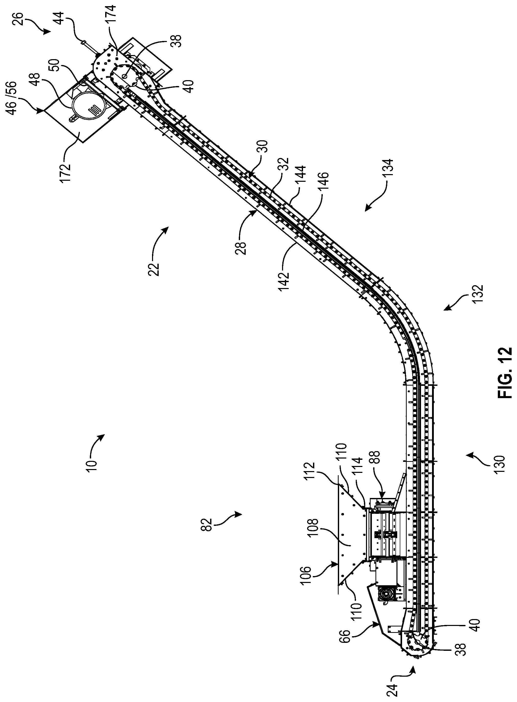 Patent US11780690 Figure 12 – Single drive dual hopper conveyor system
